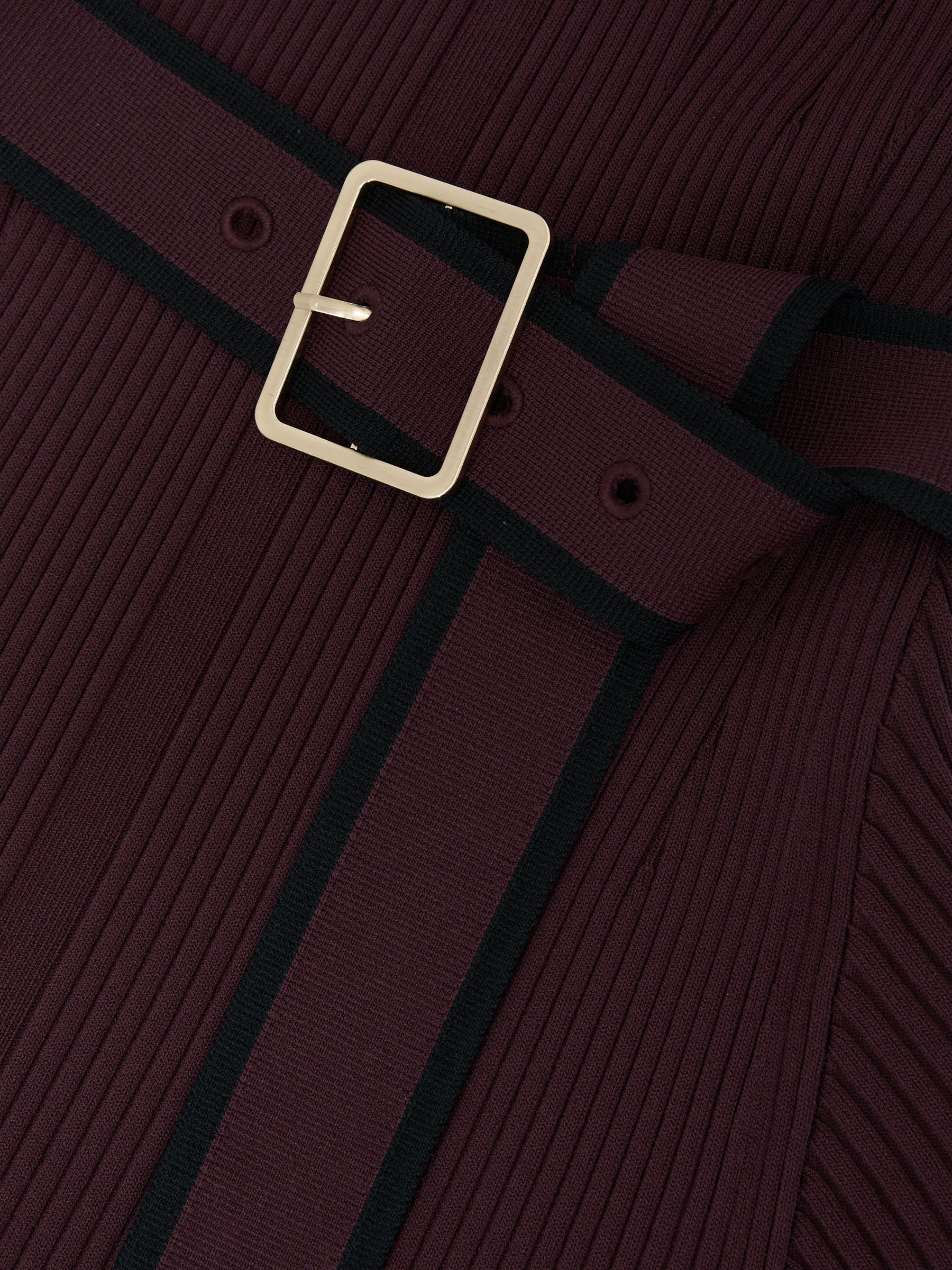 Colour-Block Rib-Knit Midi Dress in Burgundy/Black - image 3