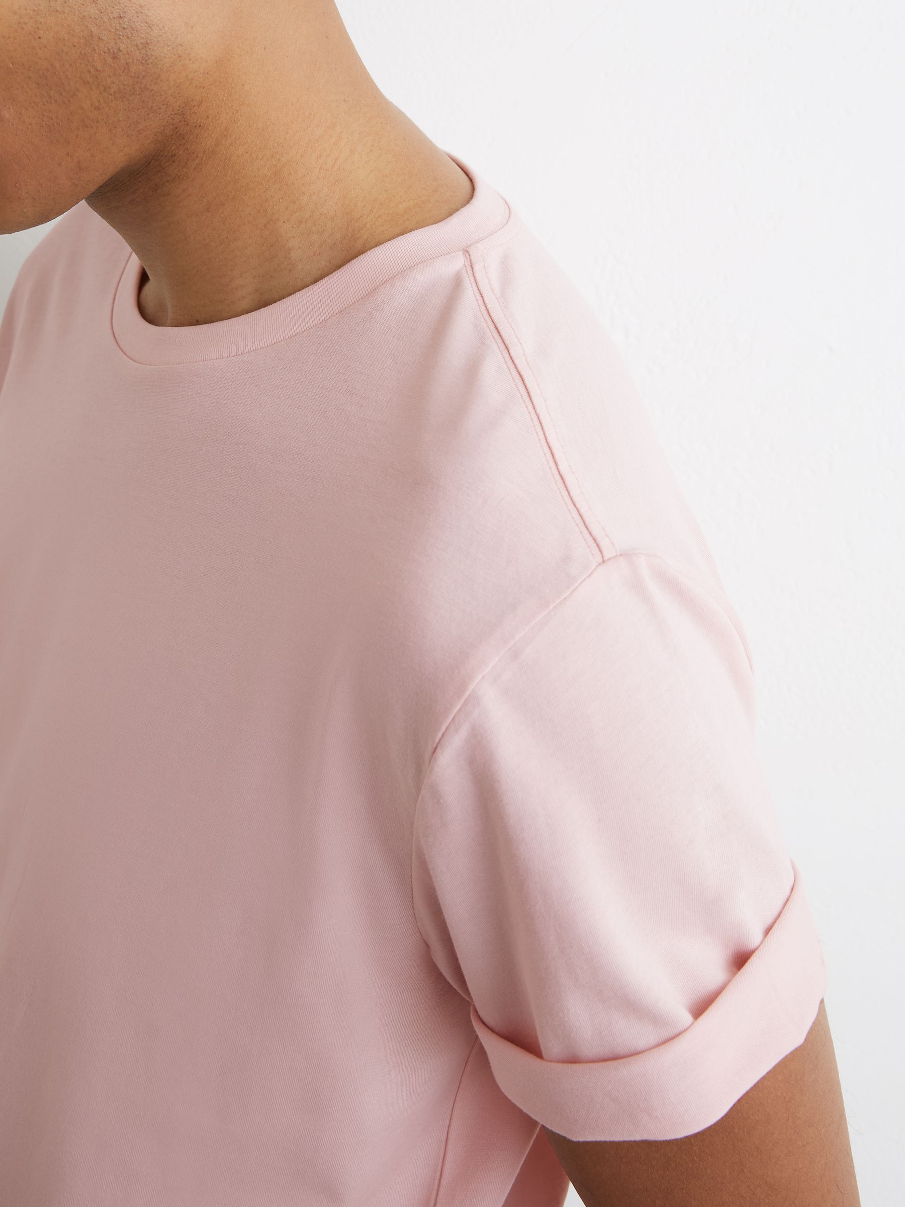 Cotton Crew-Neck T-Shirt in Pink - Image 4 of 6