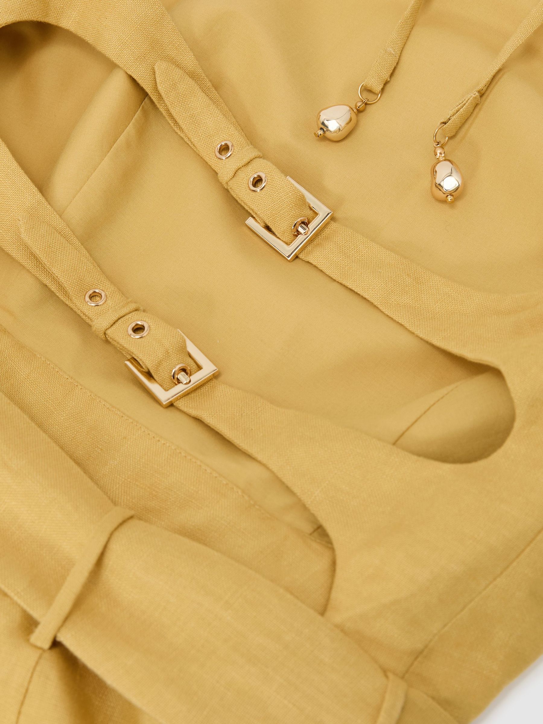 Linen Open-Back Wide-Leg Jumpsuit in Yellow - image 4