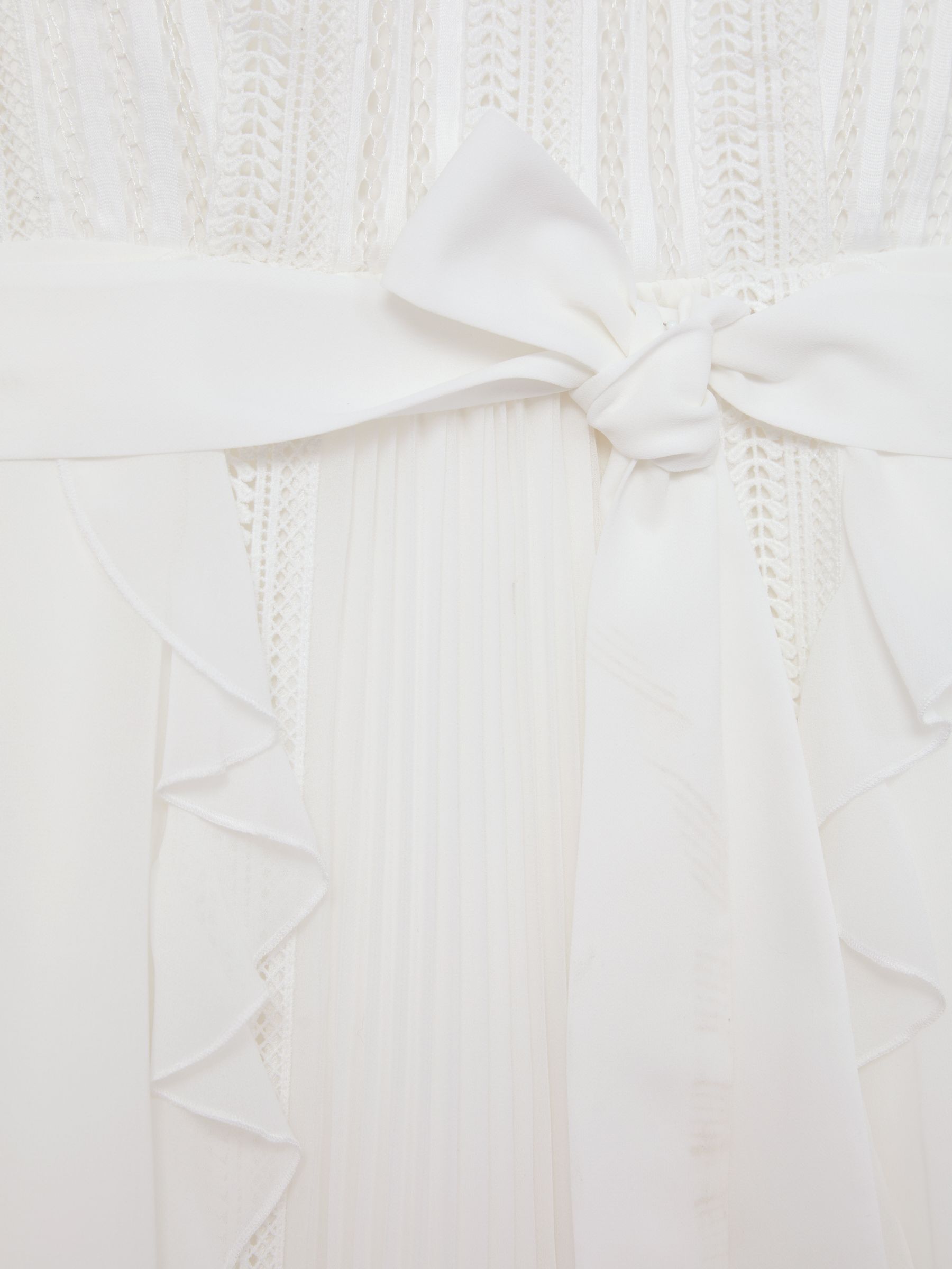 Lace-Detail Belted Mini Dress in Ivory - image 3