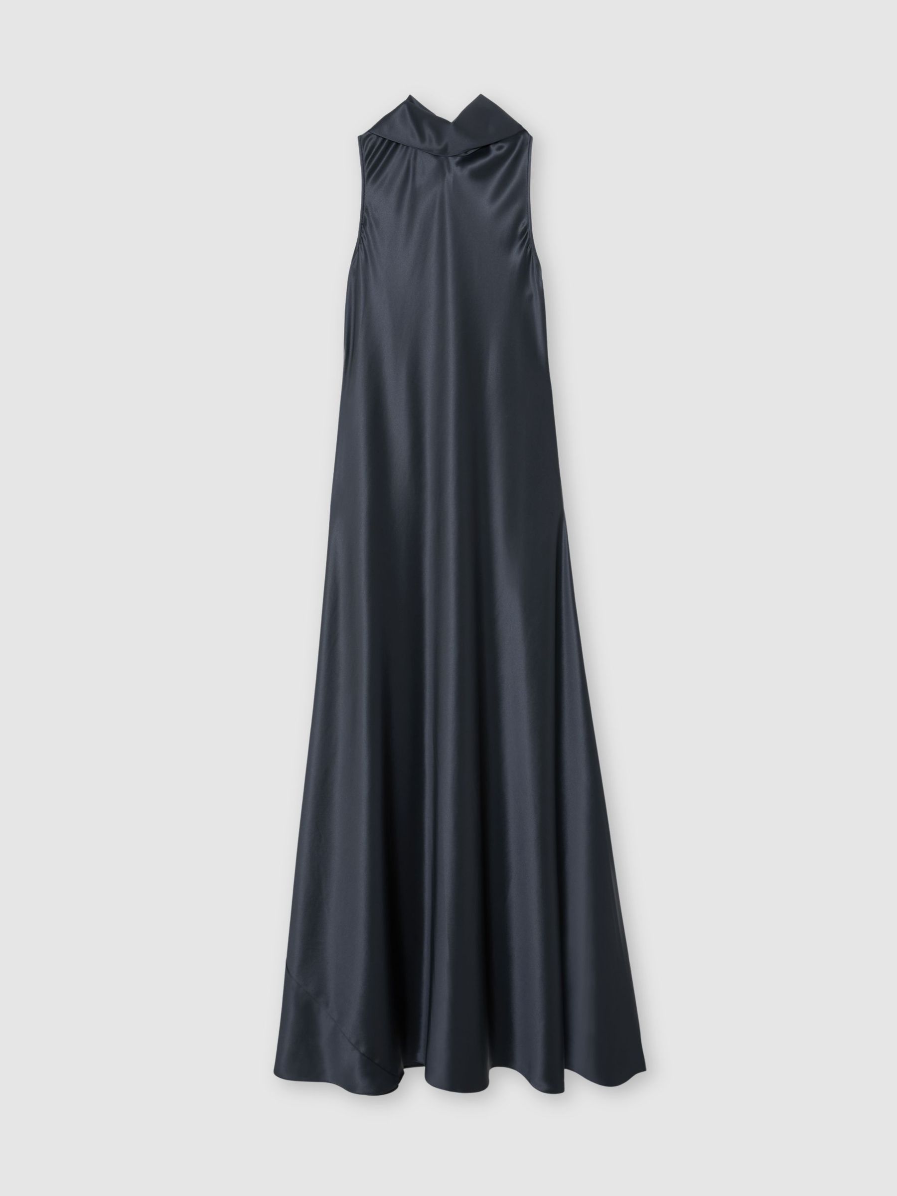 Petite Satin Cape Maxi Dress in Grey - Image 2 of 9 Petite Satin Cape Maxi Dress in Grey - Image 2 of 9