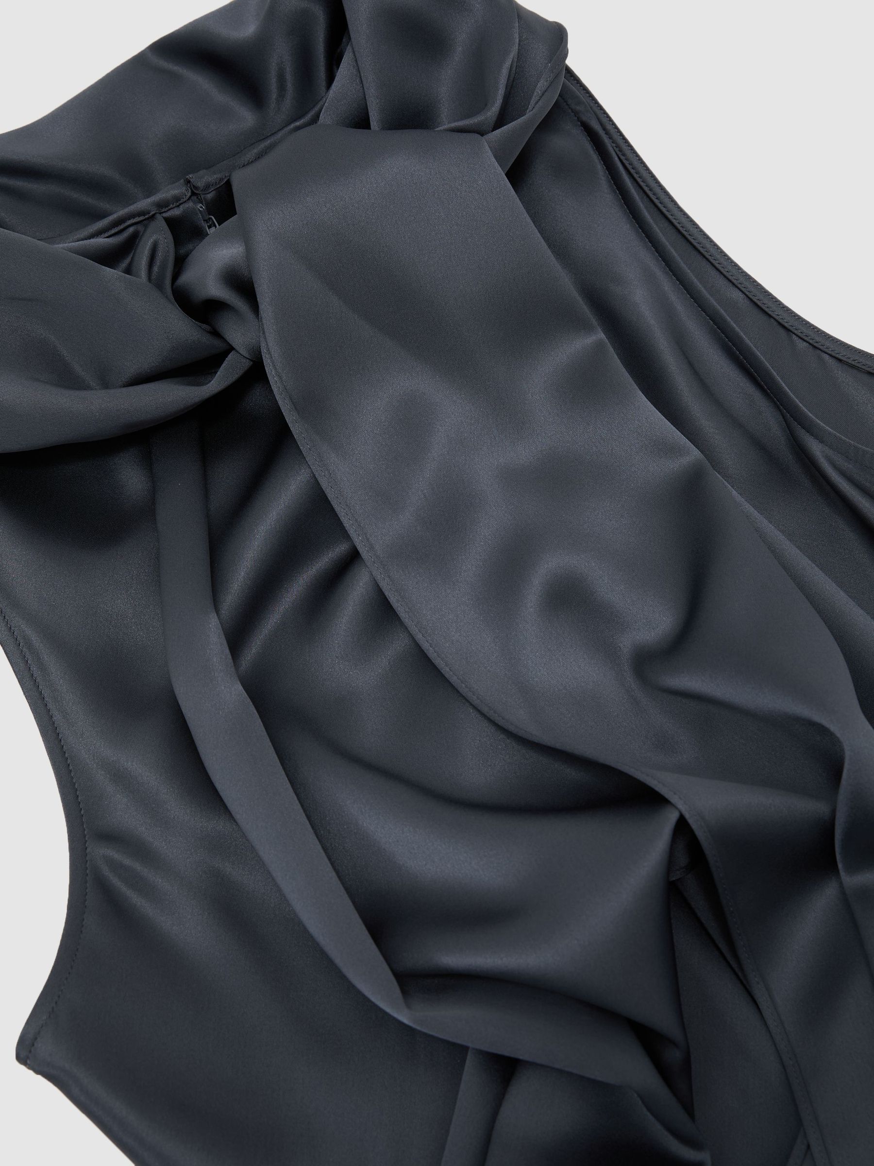 Petite Satin Cape Maxi Dress in Grey - Image 8 of 9