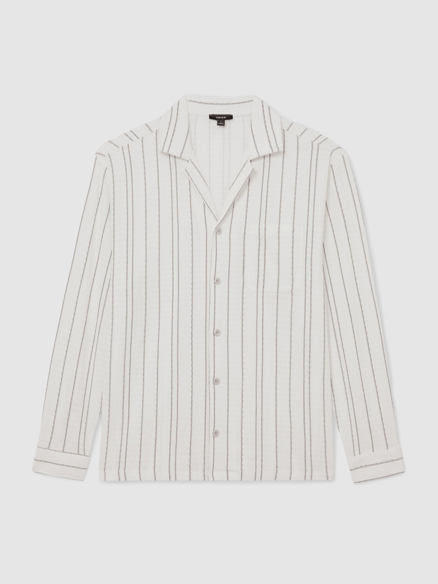 Textured Stripe Regular-Fit Shirt in White - image 1