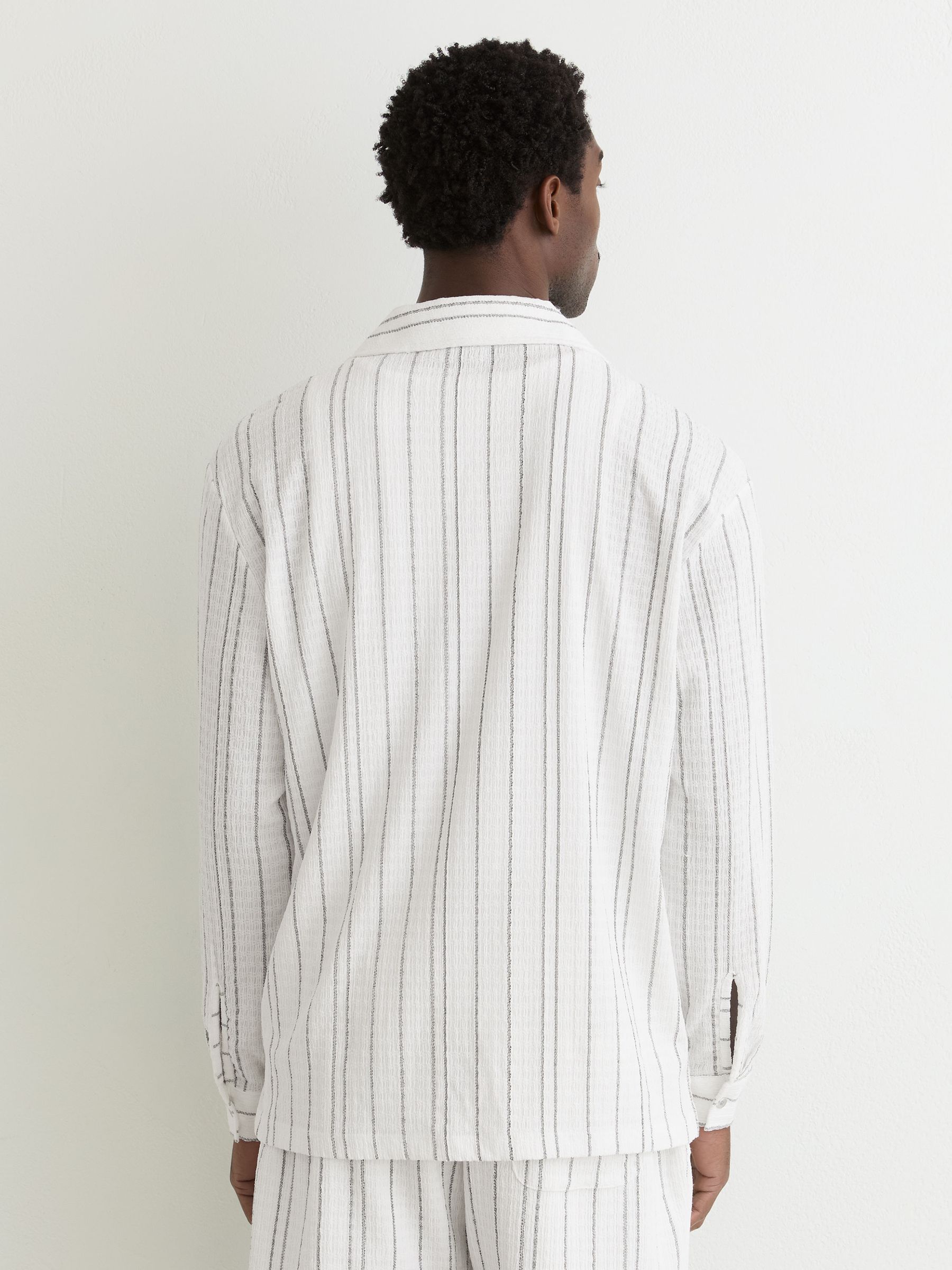 Textured Stripe Regular-Fit Shirt in White - image 4