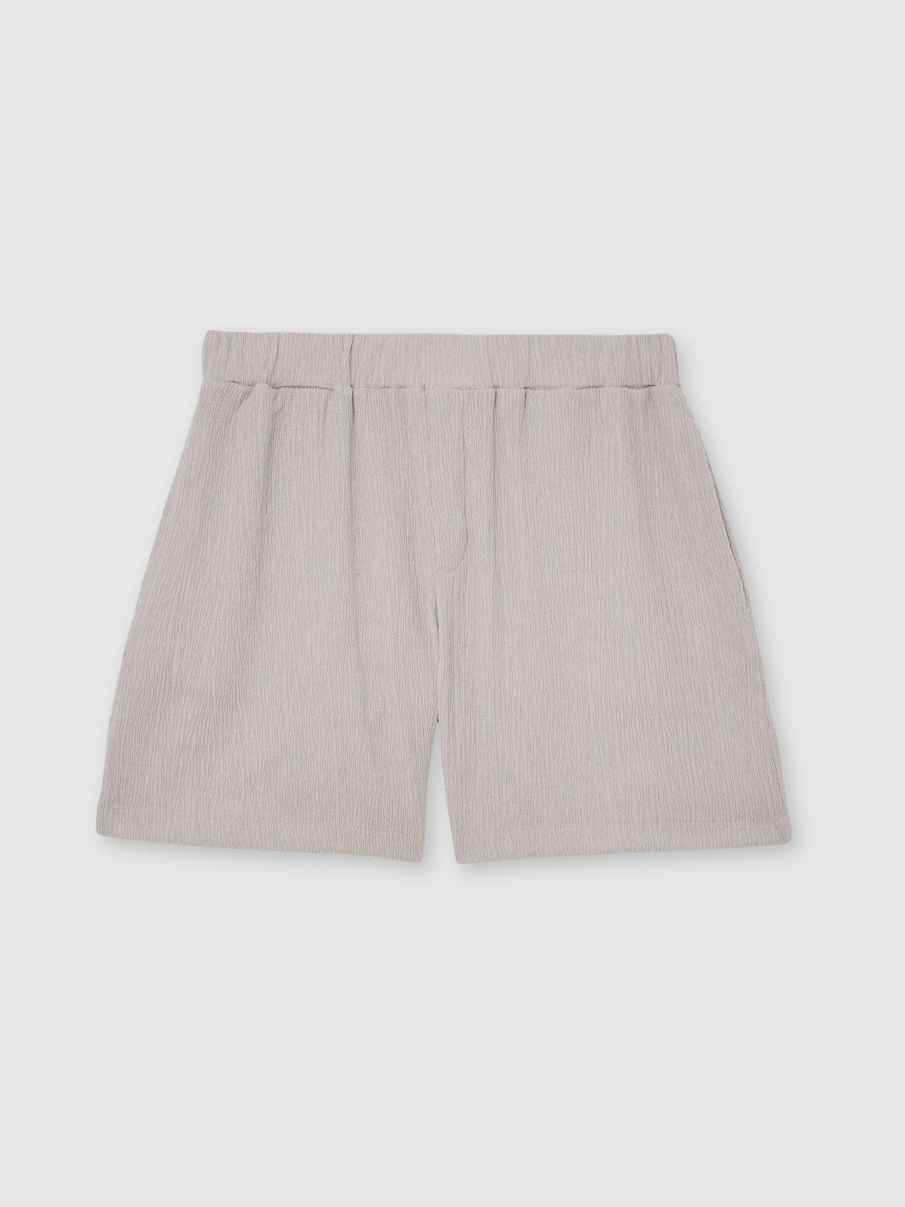 Textured Drawstring Shorts in Silver - image 1