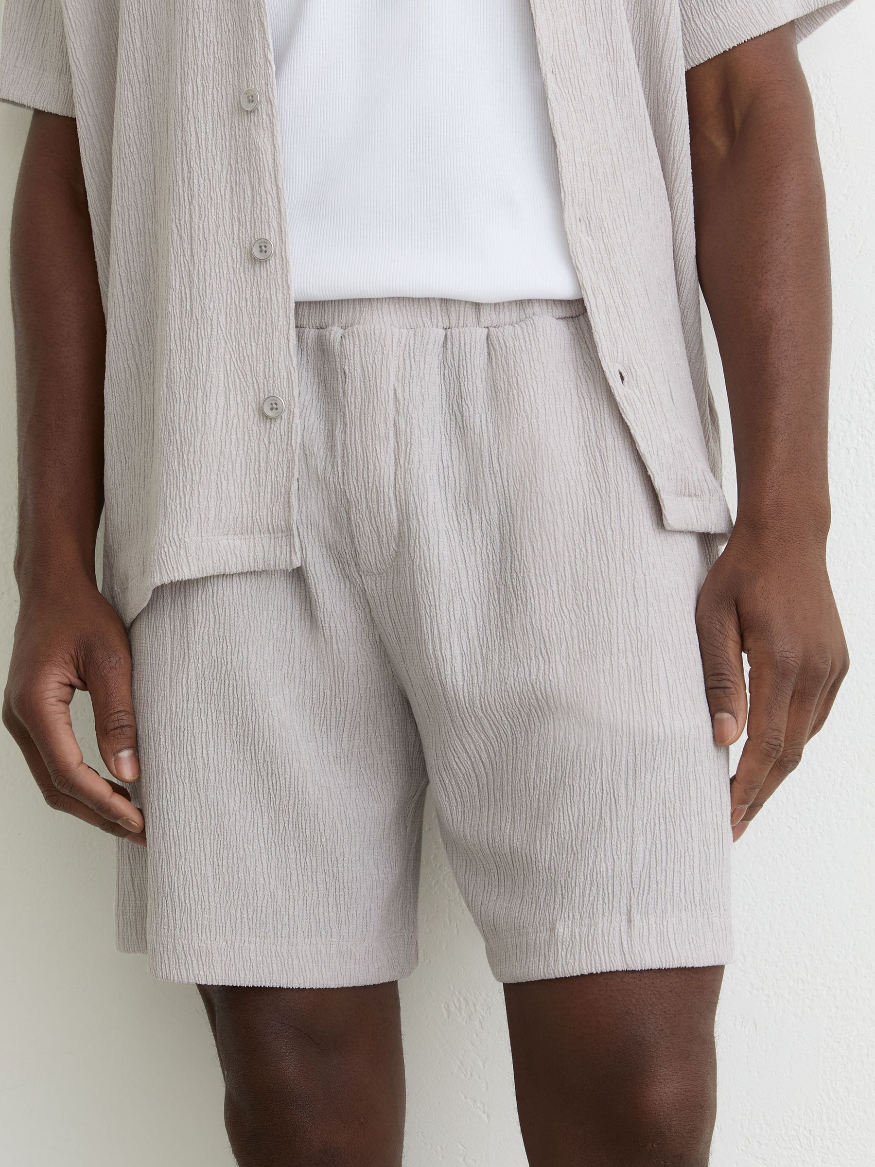 Textured Drawstring Shorts in Silver - image 5