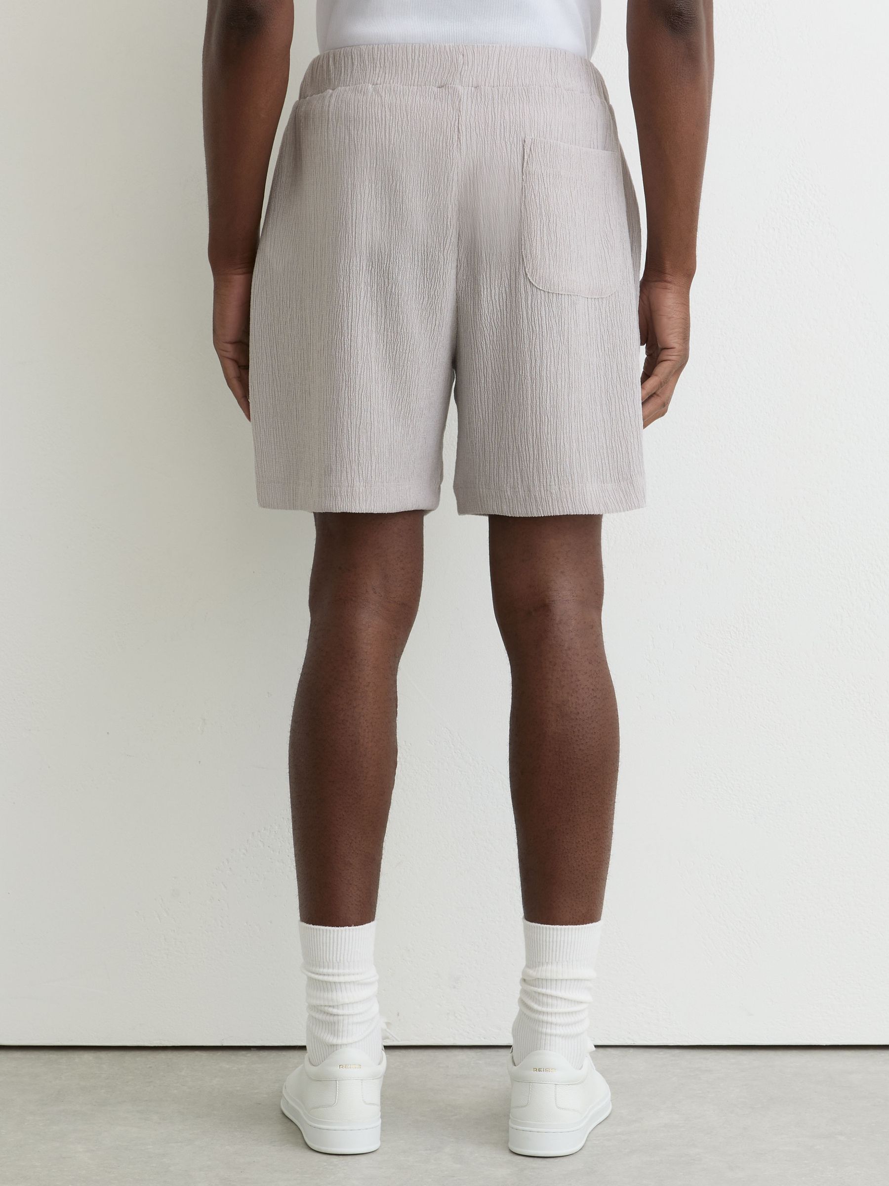 Textured Drawstring Shorts in Silver - image 4