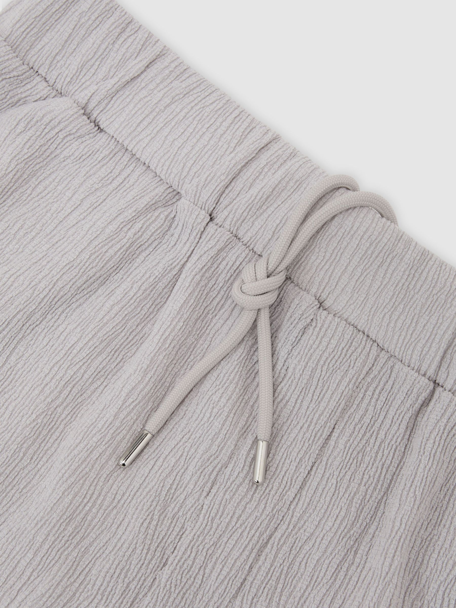 Textured Drawstring Shorts in Silver - image 3