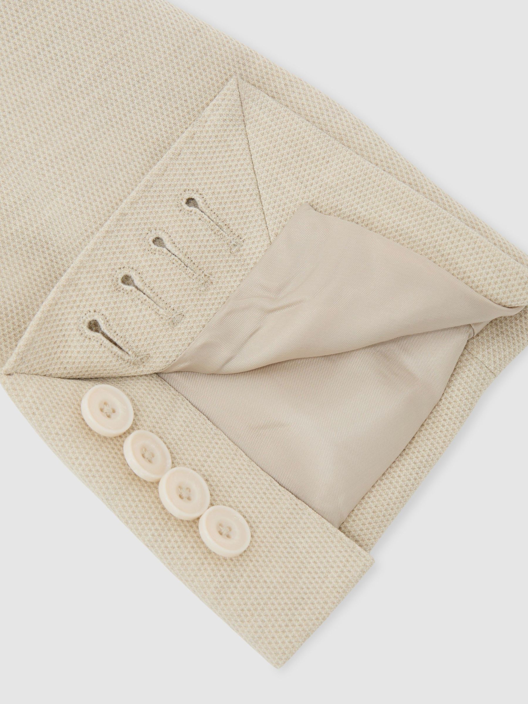 Tailored Fit Textured Jersey Single-Breasted Suit Blazer in Stone - image 3