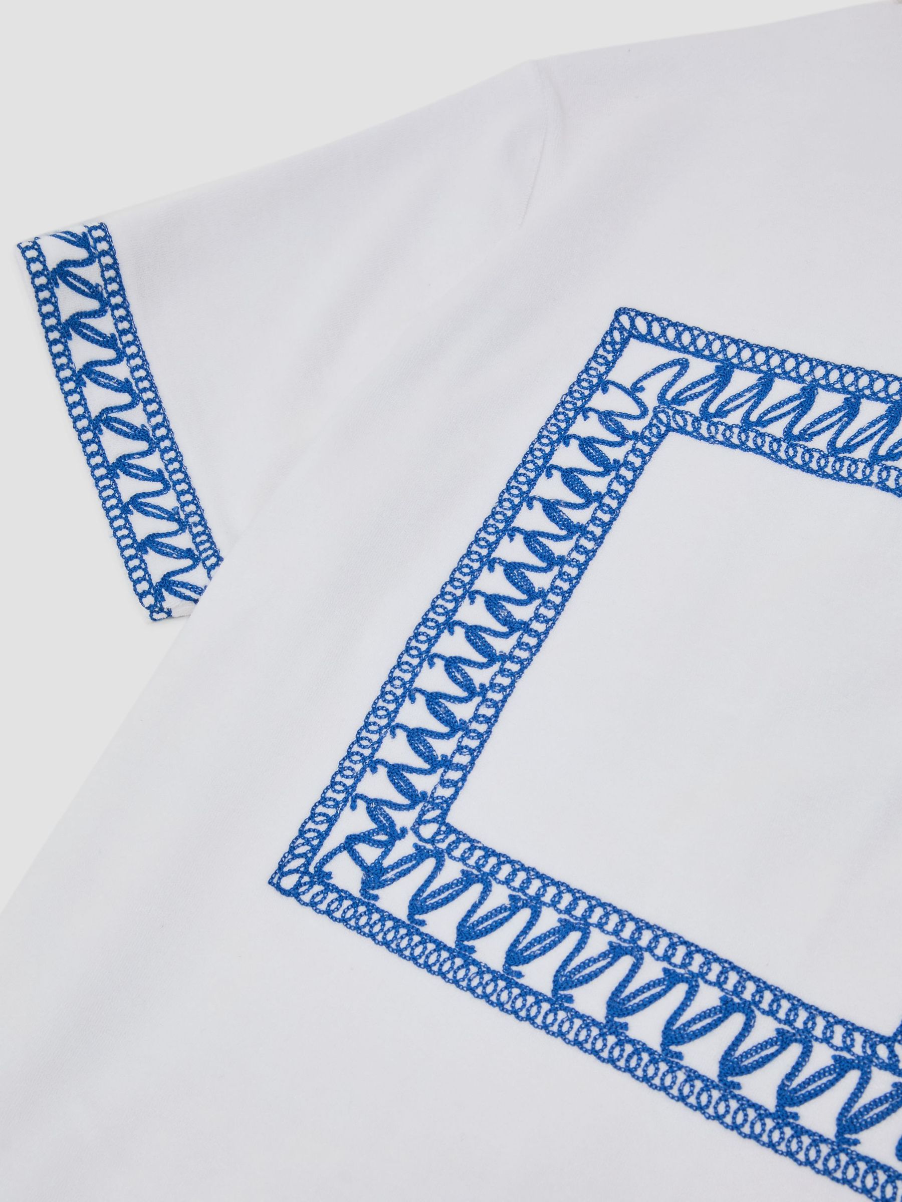 Cotton-Blend Towelling Embroidered Shirt in White - image 5