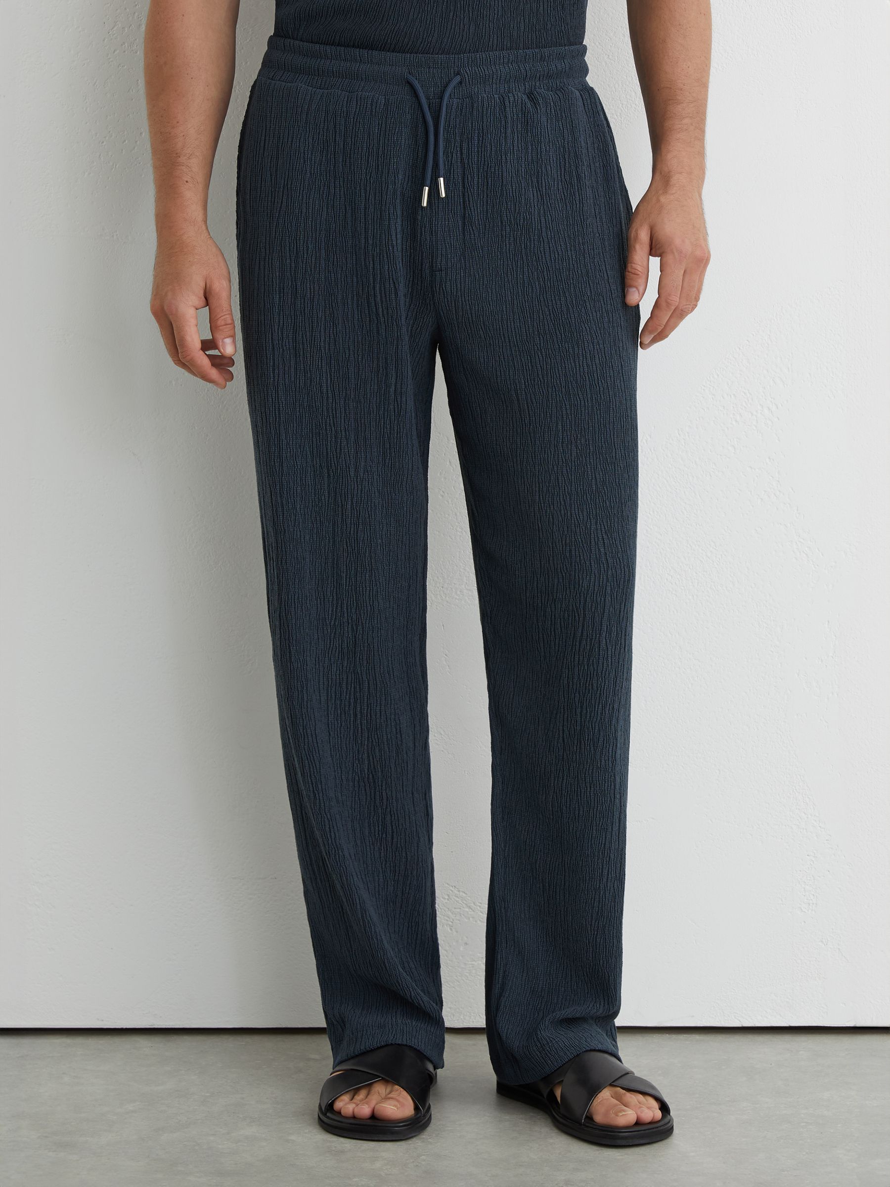 Plisse Relaxed Drawstring Trousers in Airforce Blue - image 5