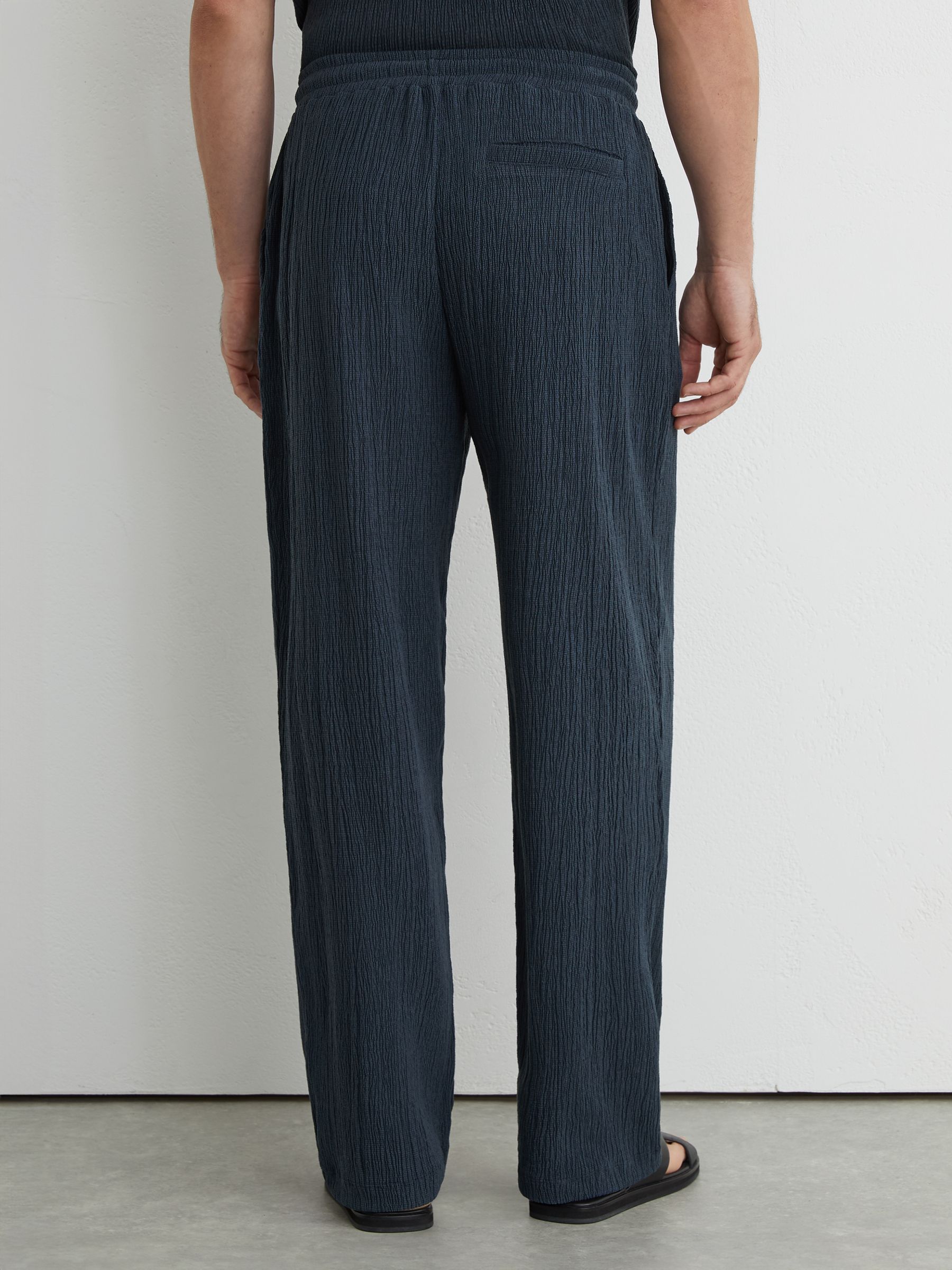 Plisse Relaxed Drawstring Trousers in Airforce Blue - image 4