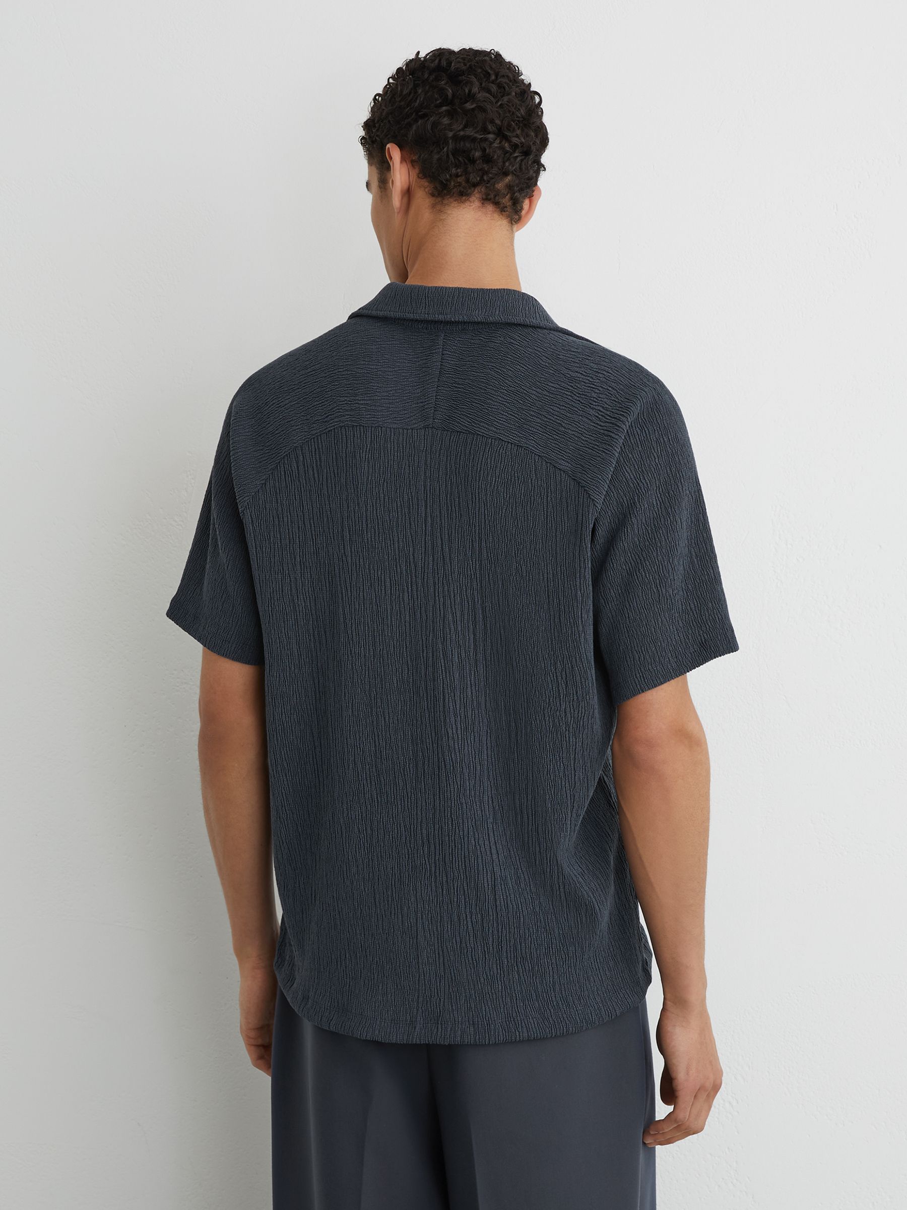 Textured Raglan Cuban-Collar Shirt in Airforce Blue - image 5