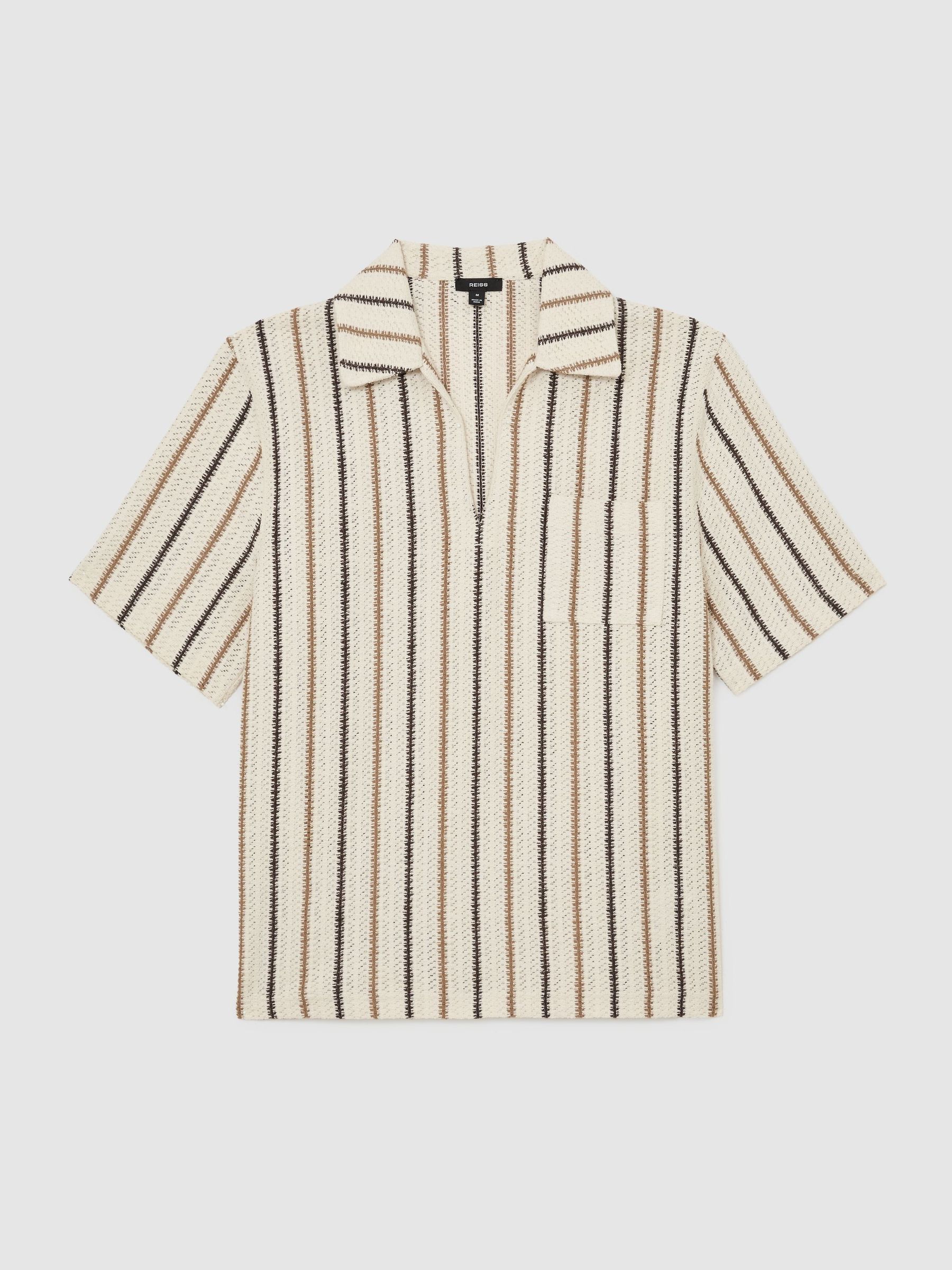Crochet Stripe Overhead Shirt in Ecru - image 1