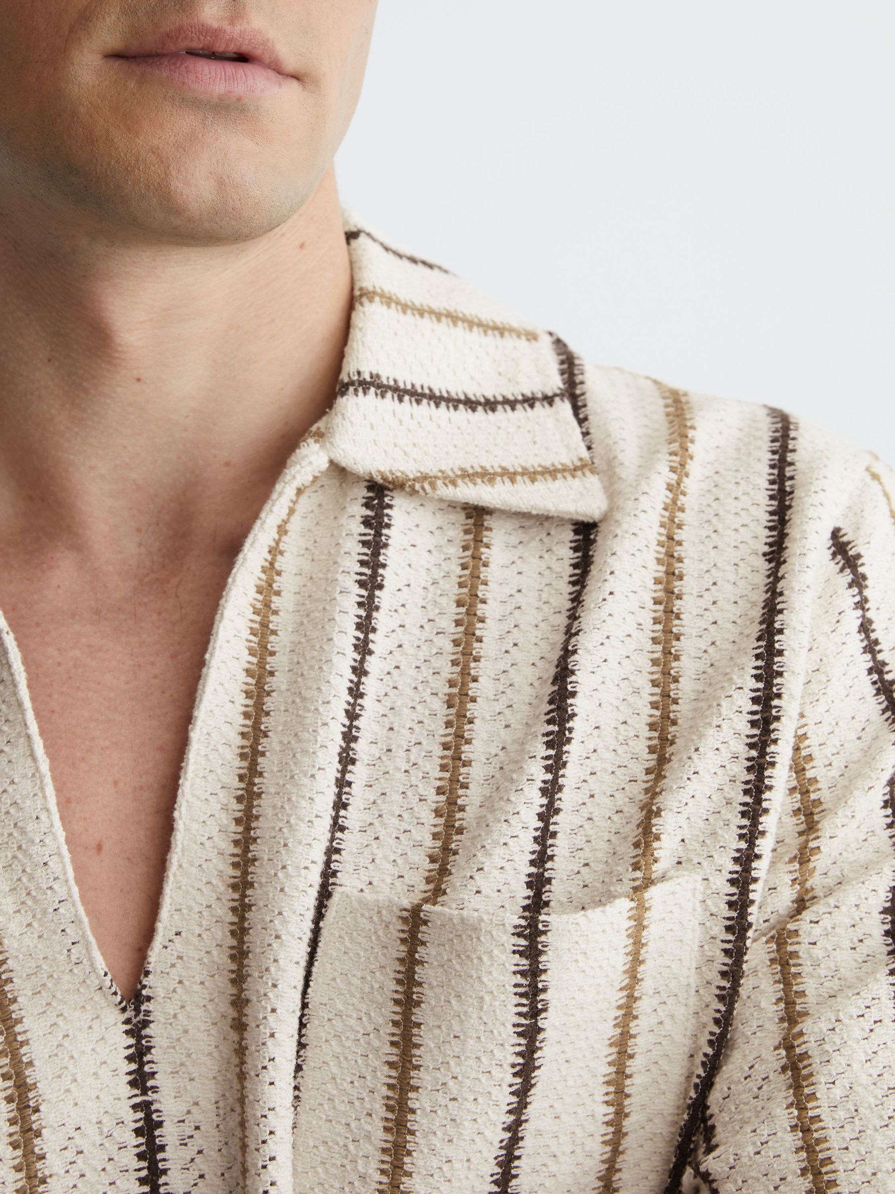 Crochet Stripe Overhead Shirt in Ecru - image 3
