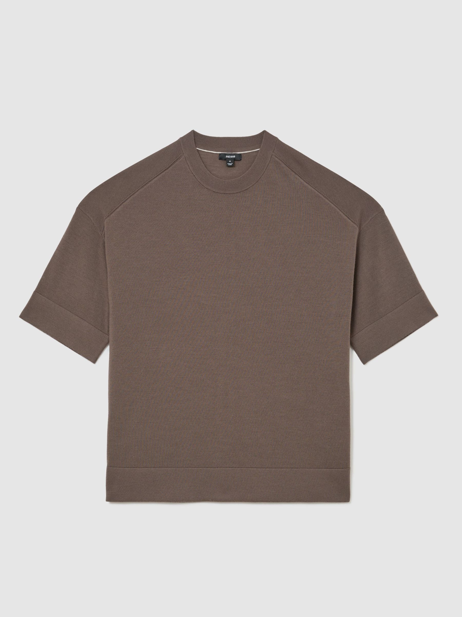 Merino Wool Relaxed Knit T-Shirt in Ridge Brown - Image 2 of 6