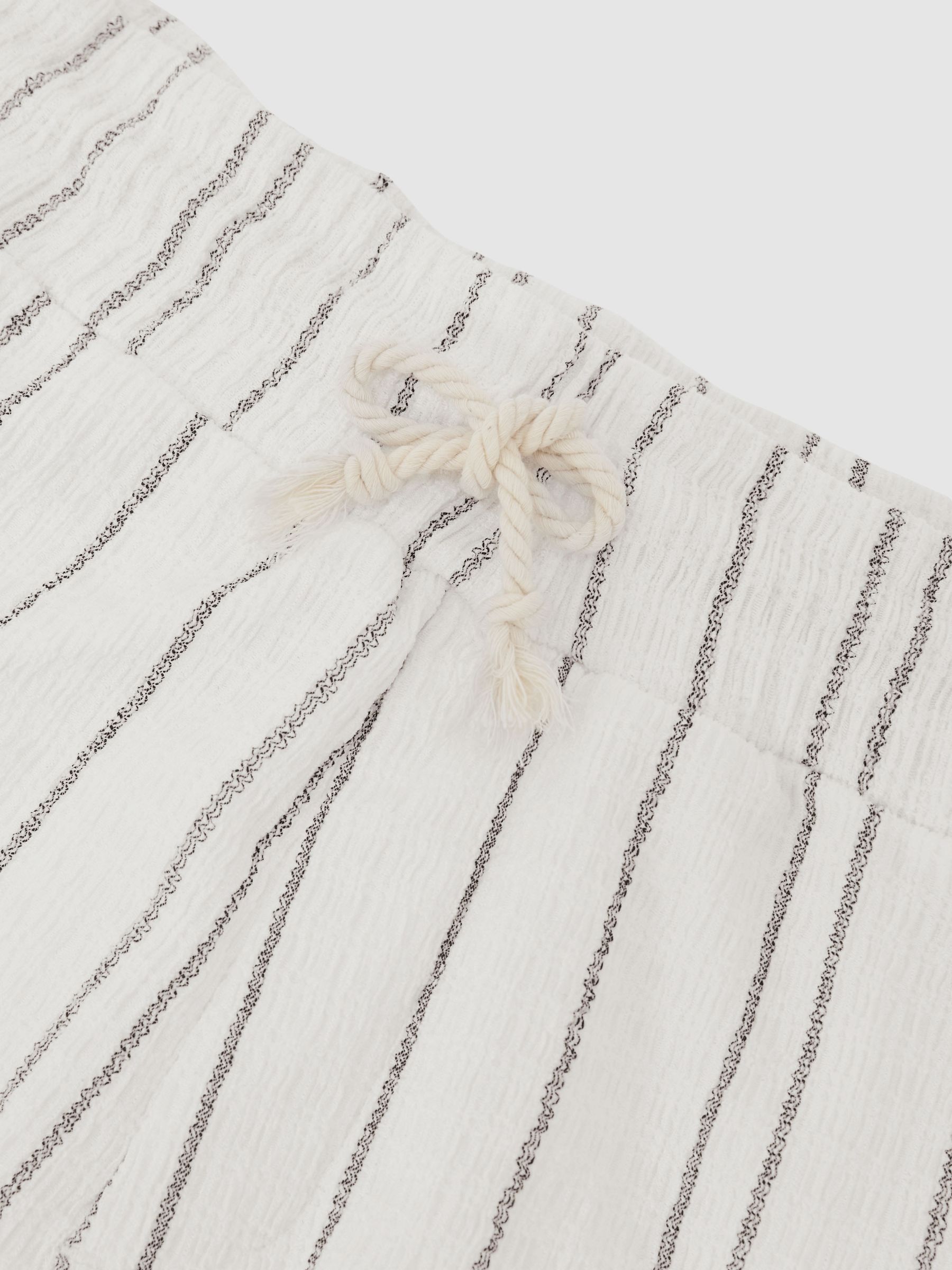Textured Stripe Drawstring Shorts in White - Image 6 of 6