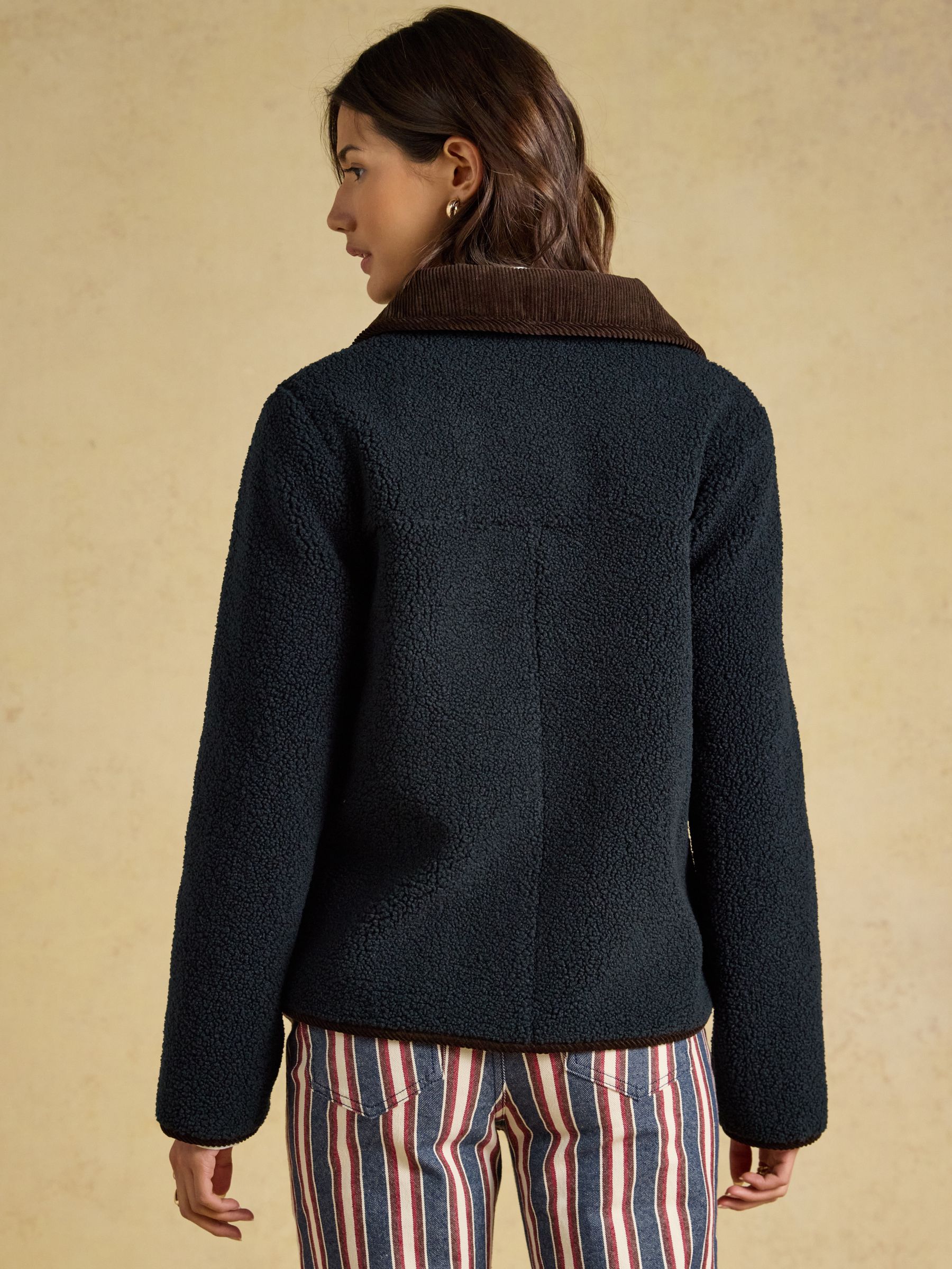 Sadie Navy Button Through Fleece Jacket - Image 2 of 7 Sadie Navy Button Through Fleece Jacket - Image 2 of 7