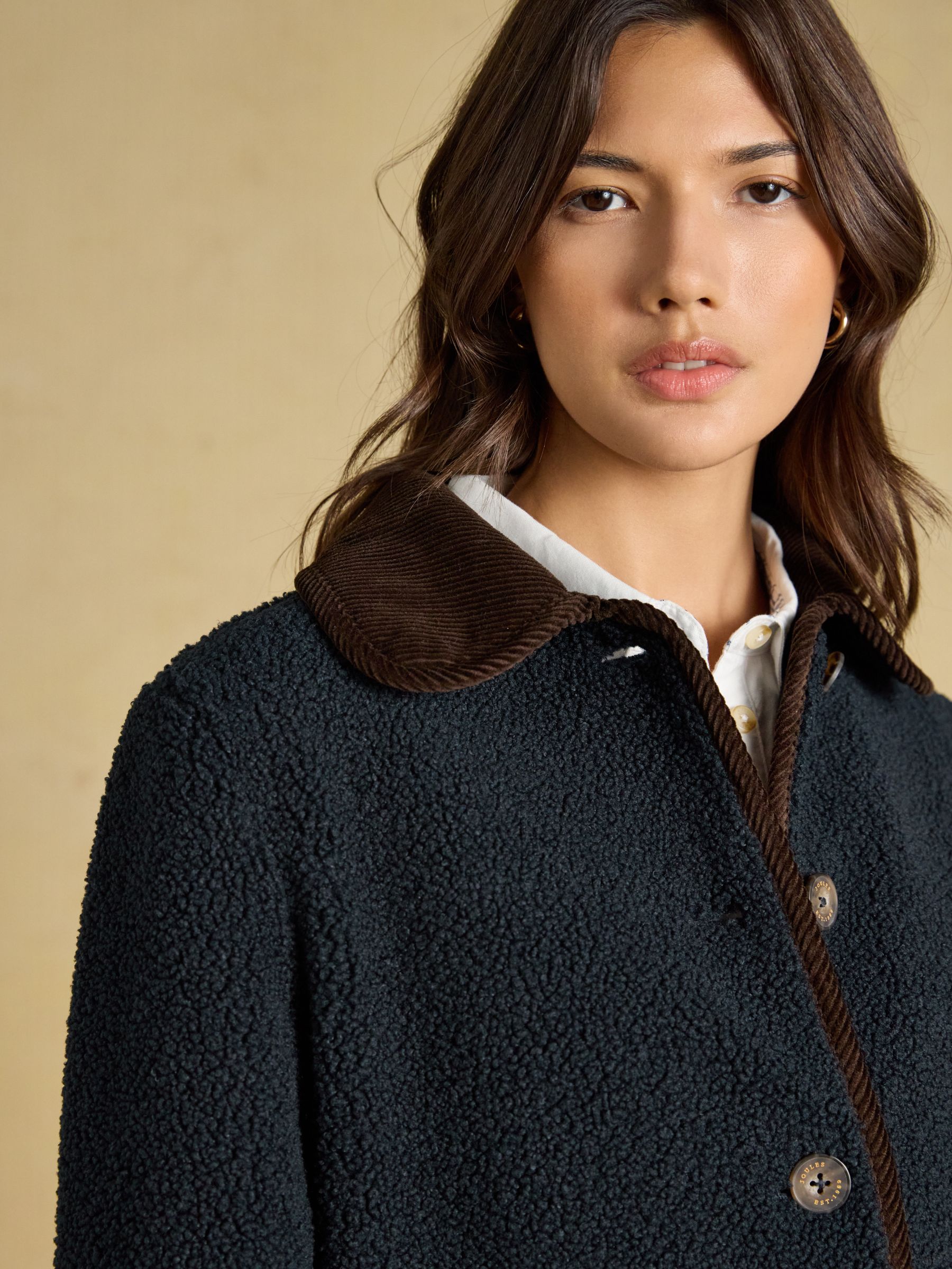 Sadie Navy Button Through Fleece Jacket - Image 5 of 7
