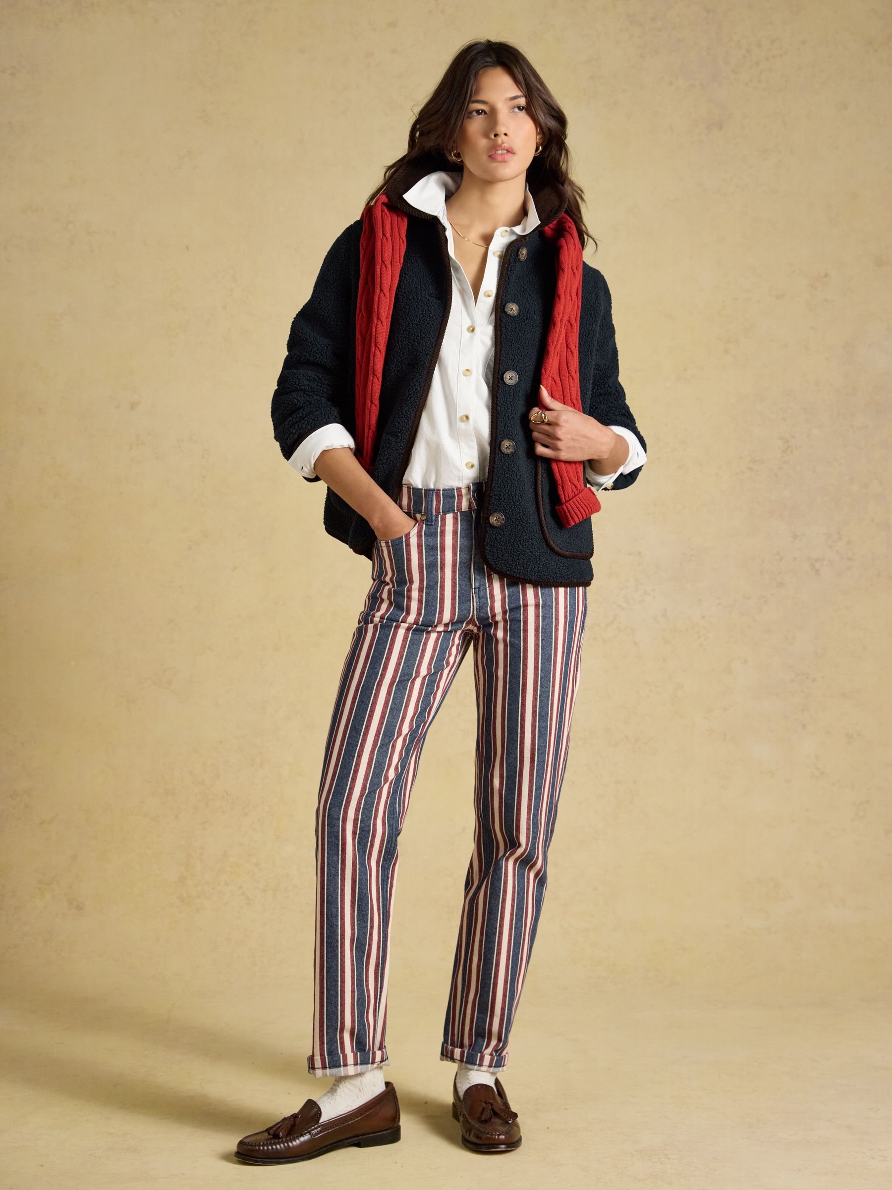 Sadie Navy Button Through Fleece Jacket - Image 6 of 7