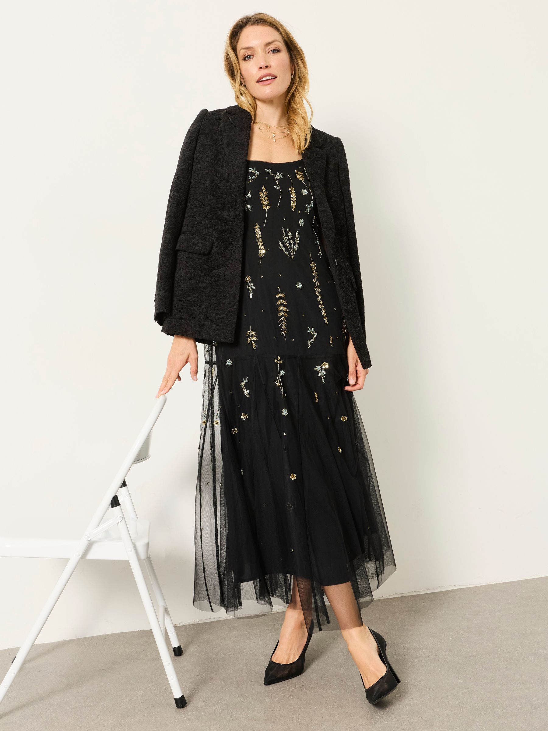 Neeva Black Beaded Strappy Maxi Dress - Image 2 of 9