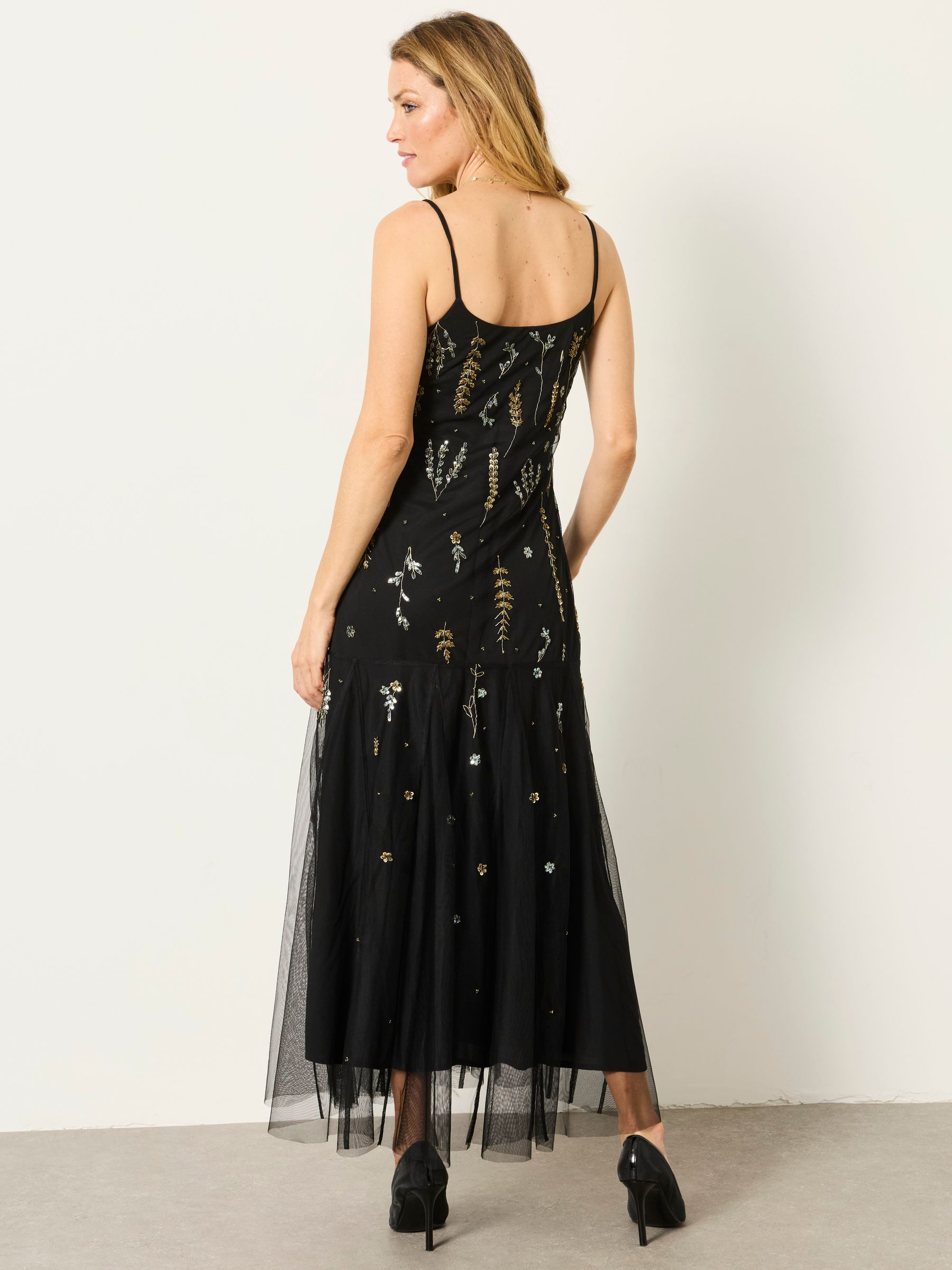 Neeva Black Beaded Strappy Maxi Dress - Image 3 of 9
