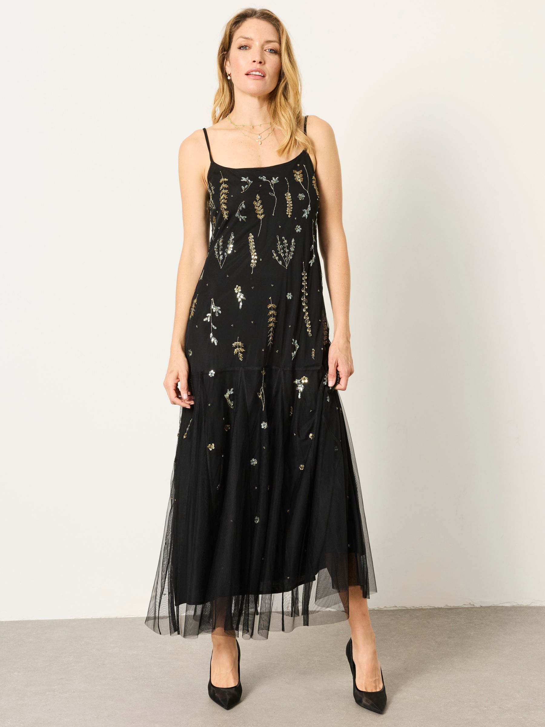 Neeva Black Beaded Strappy Maxi Dress - Image 5 of 9