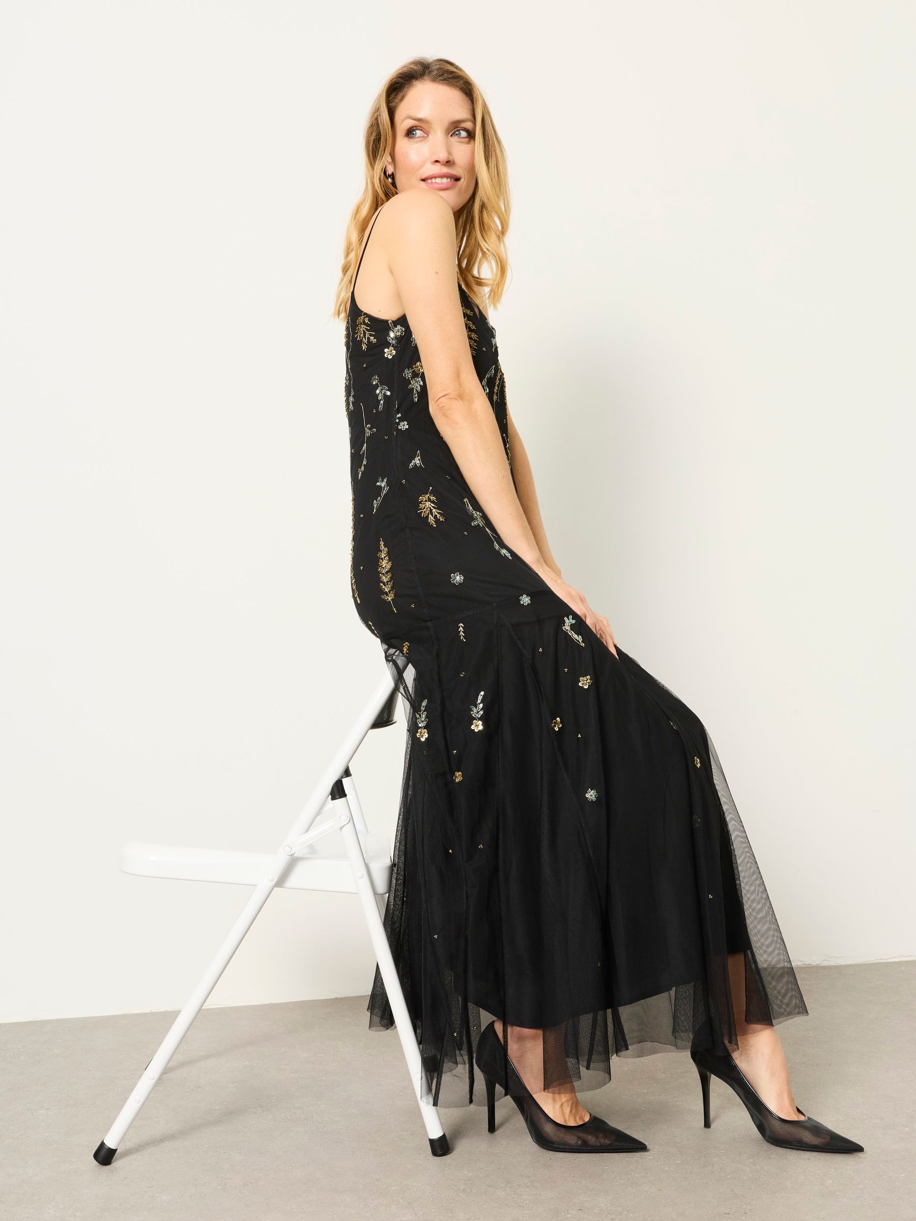 Neeva Black Beaded Strappy Maxi Dress - Image 8 of 9