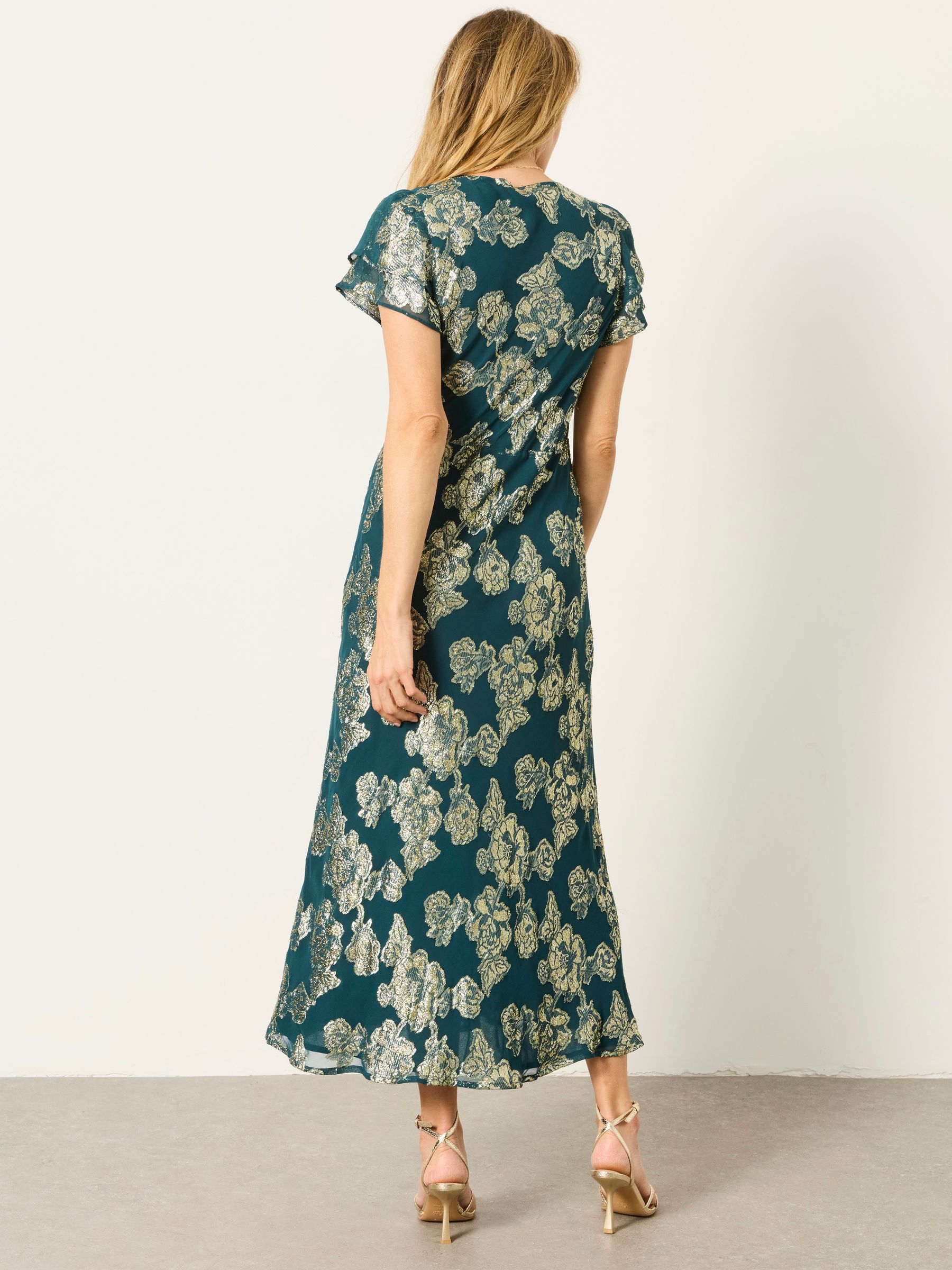 Kate Teal Blue Petite Metallic Dress - Image 2 of 6