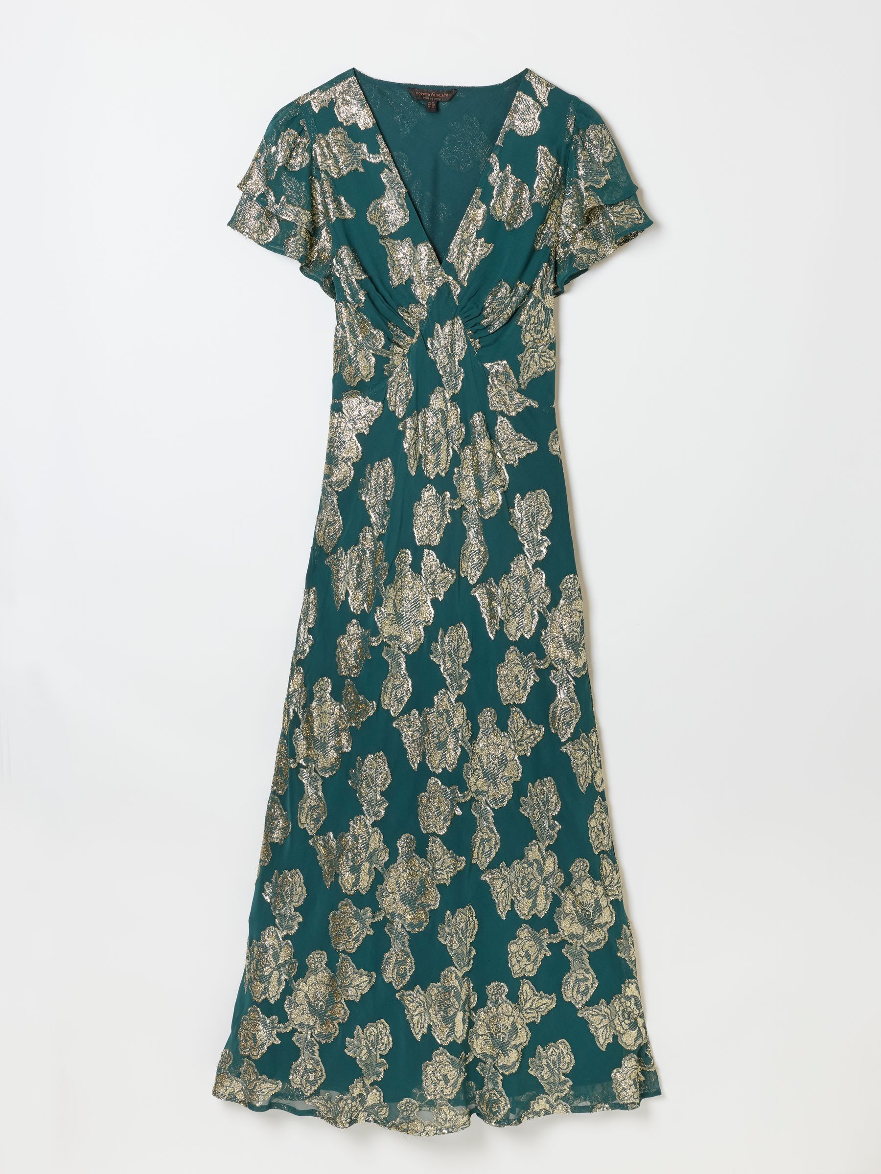 Kate Teal Blue Petite Metallic Dress - Image 6 of 6 Kate Teal Blue Petite Metallic Dress - Image 6 of 6