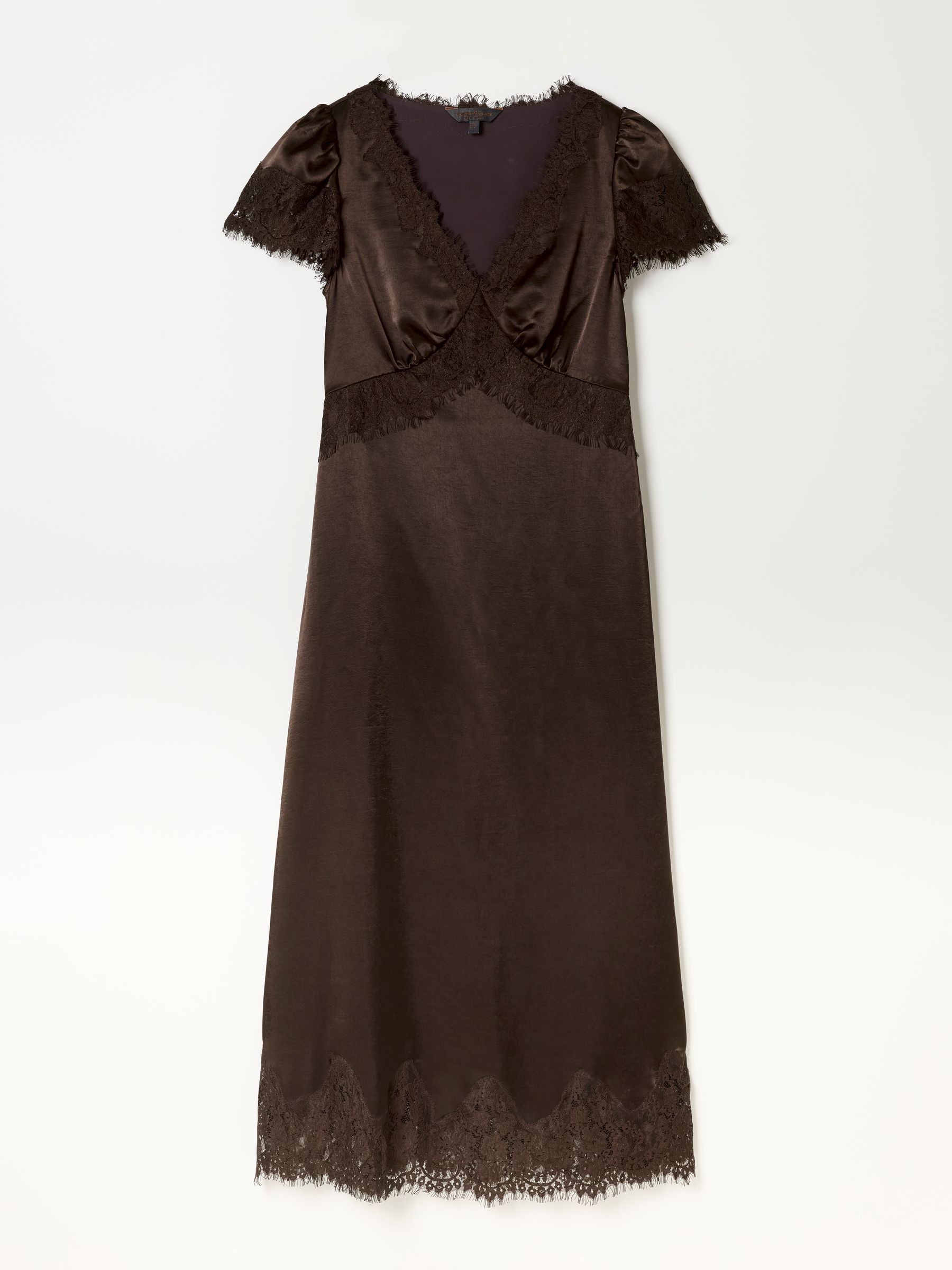 Astrid Chocolate Brown Lace Trim Midi Dress - Image 9 of 9 Astrid Chocolate Brown Lace Trim Midi Dress - Image 9 of 9
