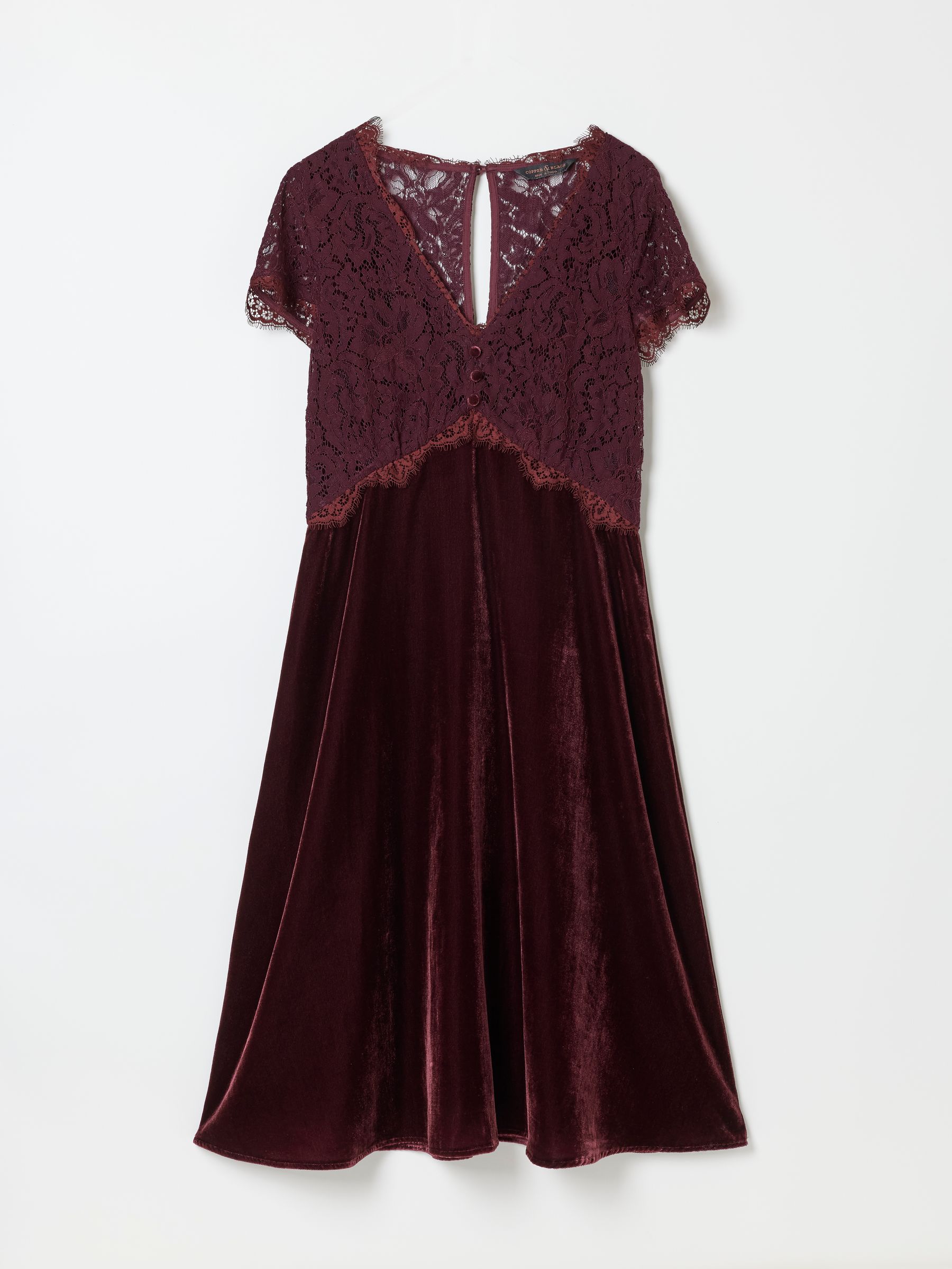 Thea Wine Petite Velvet and Lace Dress - Image 7 of 7 Thea Wine Petite Velvet and Lace Dress - Image 7 of 7