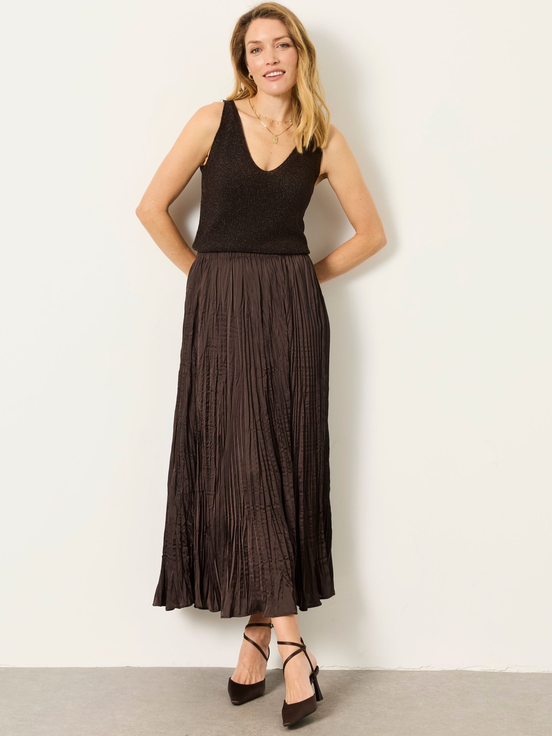 Evelyn Bronze Metallic Knit Vest Top - Image 3 of 6