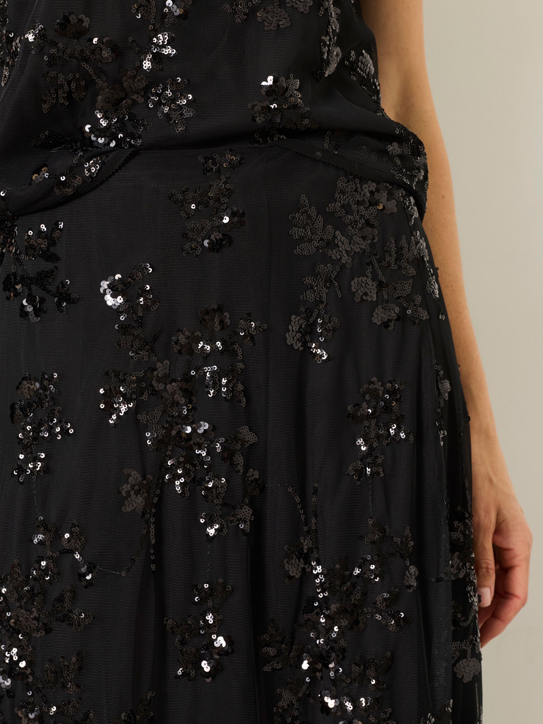 Black Pia Sequin Midi Skirt - Image 4 of 8