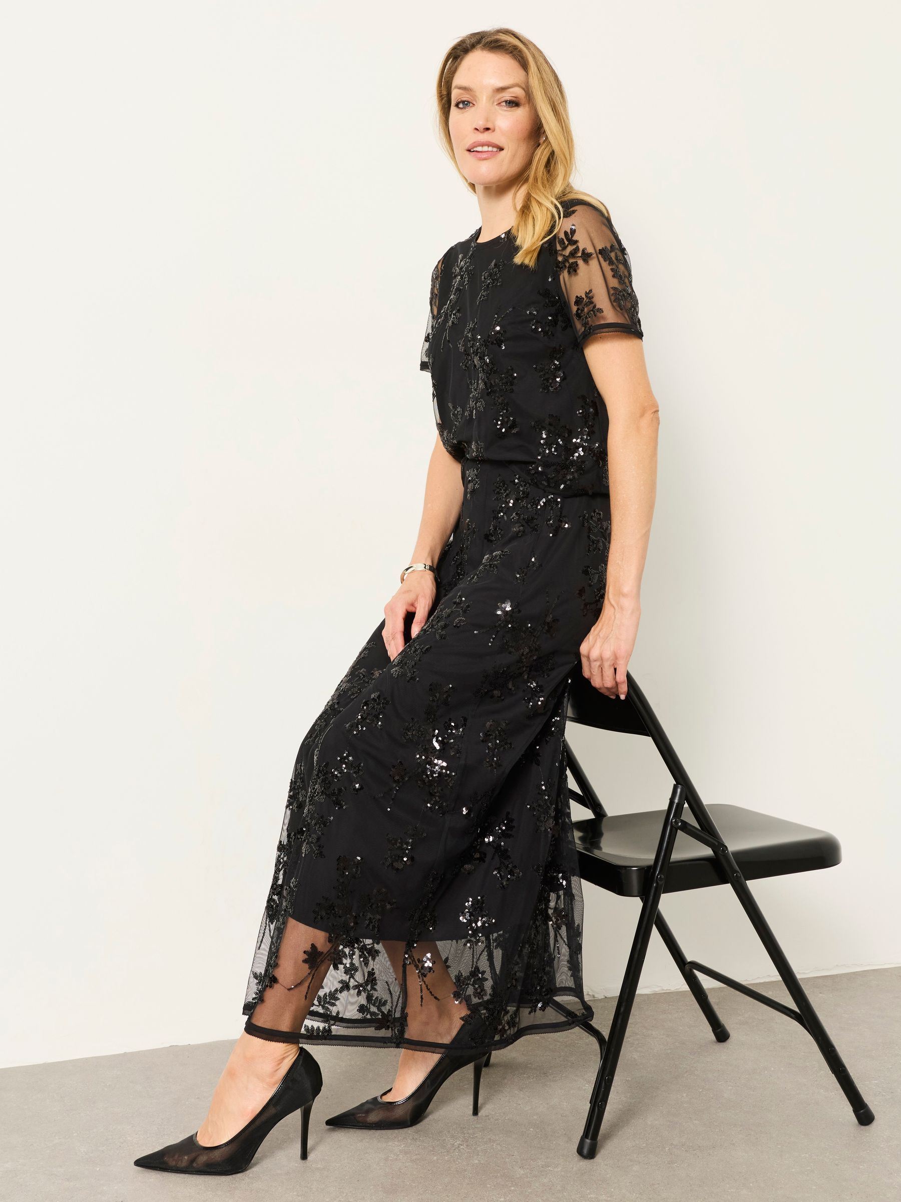 Black Pia Sequin Midi Skirt - Image 7 of 8
