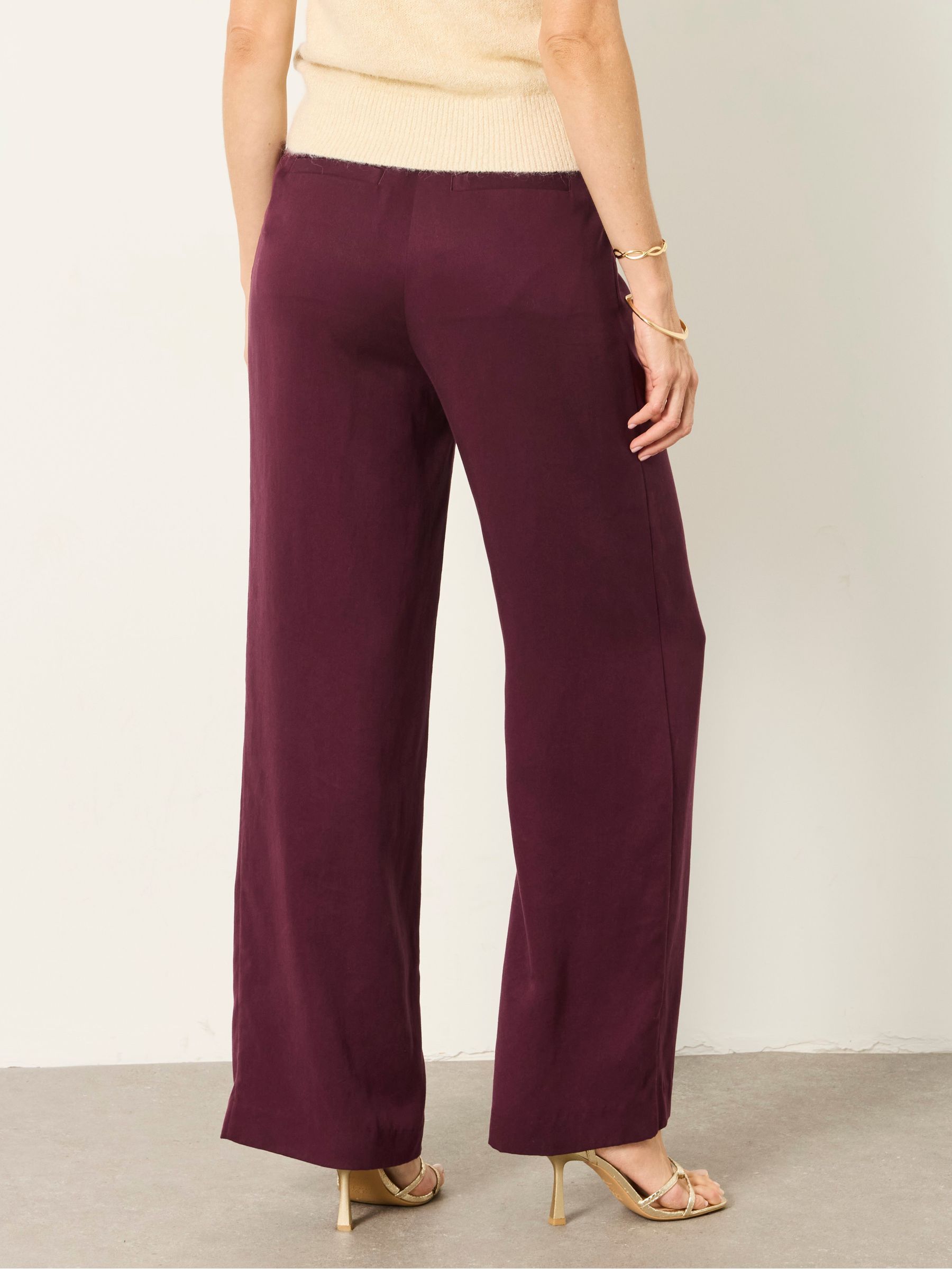 Orla Wine Petite Wide Leg Trousers - Image 2 of 6