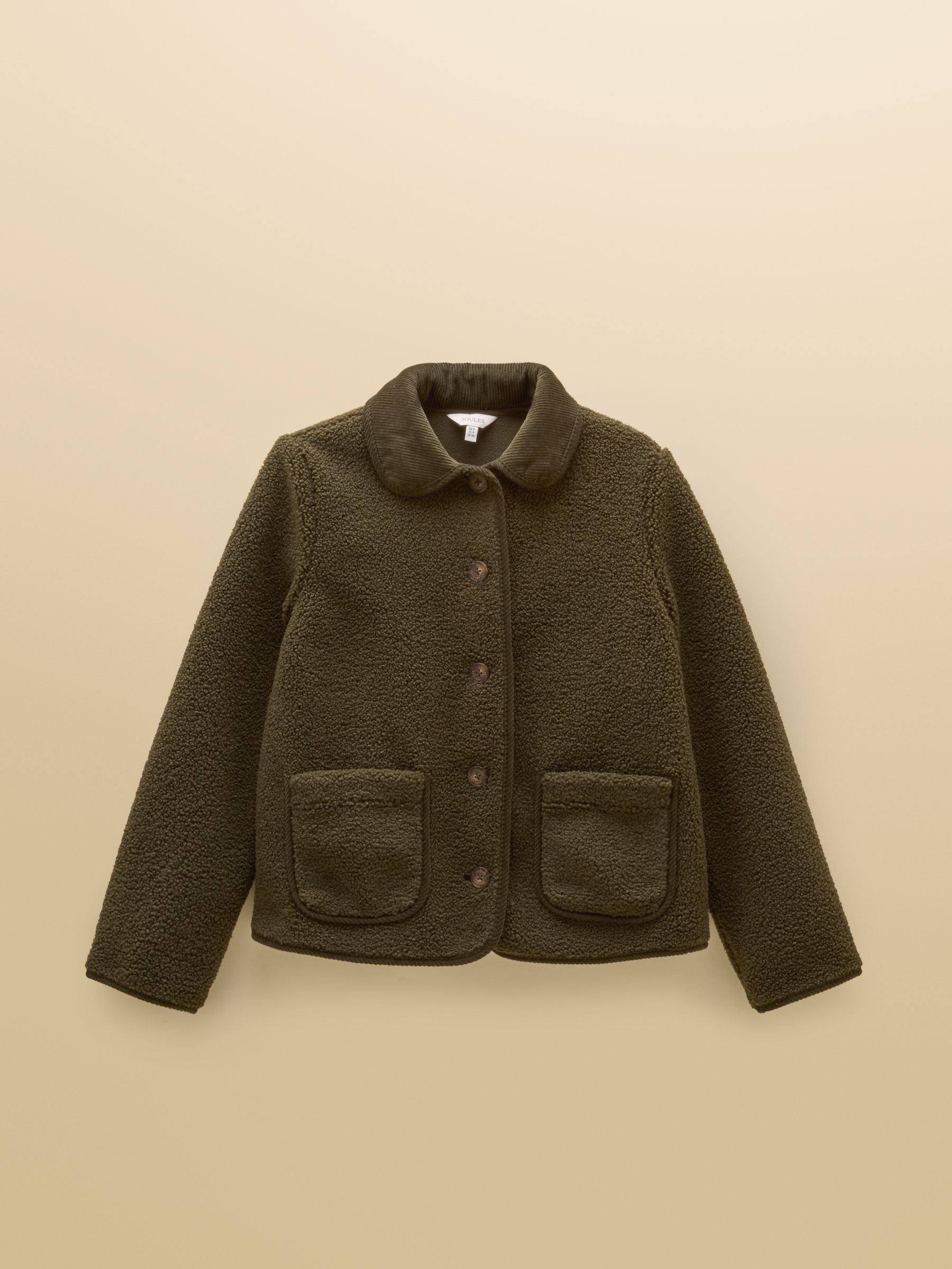 Sadie Khaki Green Button Through Fleece Jacket - Image 8 of 8