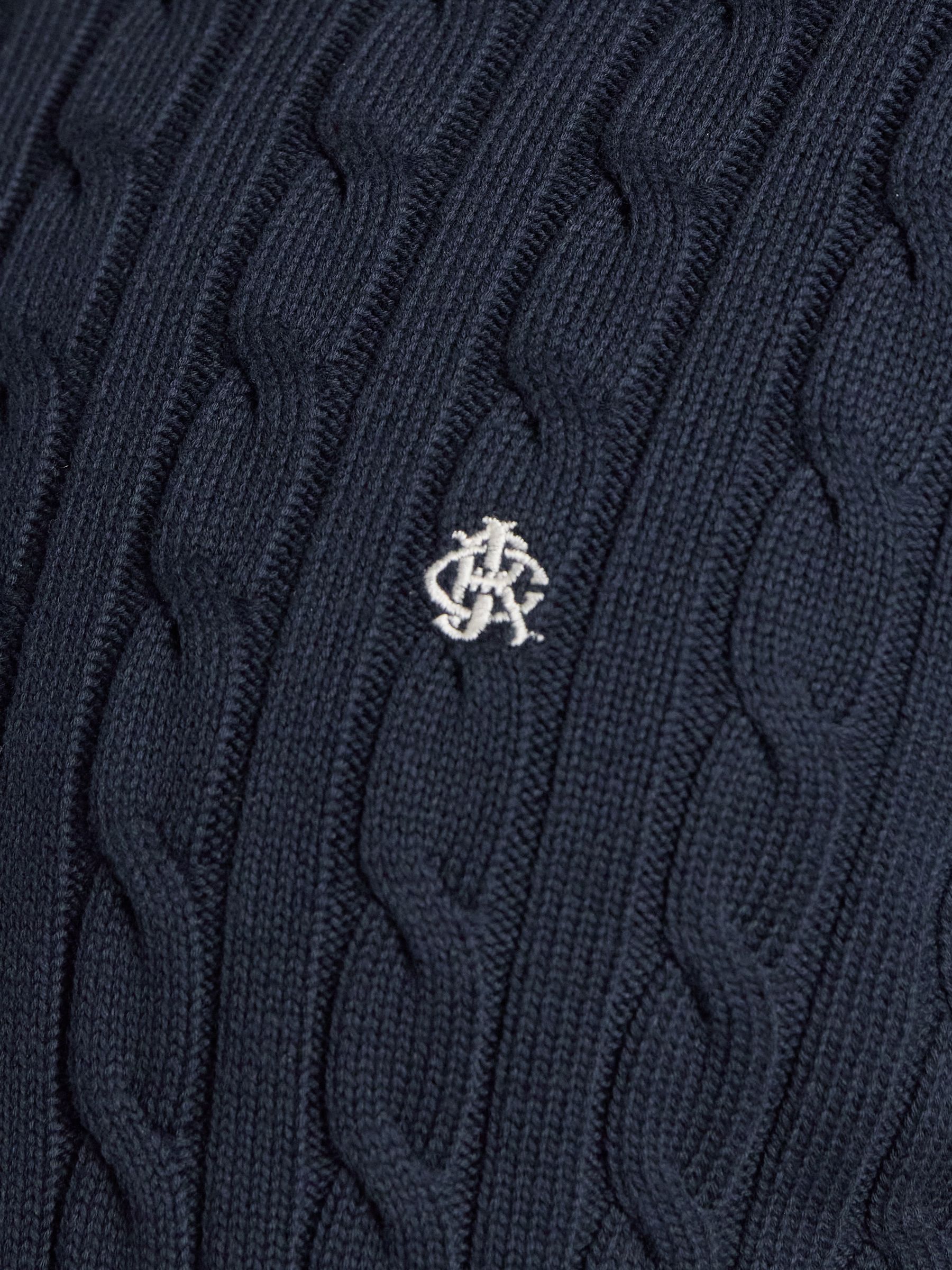 Navy Crew Neck Cotton Cable Knit Jumper - Image 5 of 6
