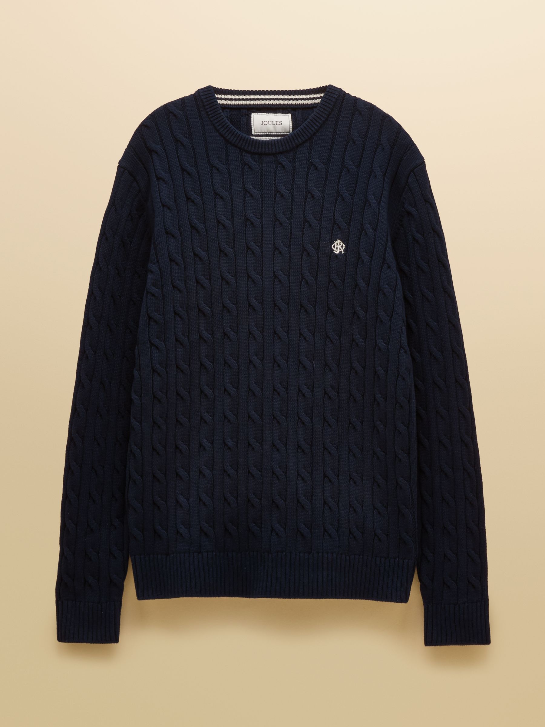 Navy Crew Neck Cotton Cable Knit Jumper - Image 6 of 6