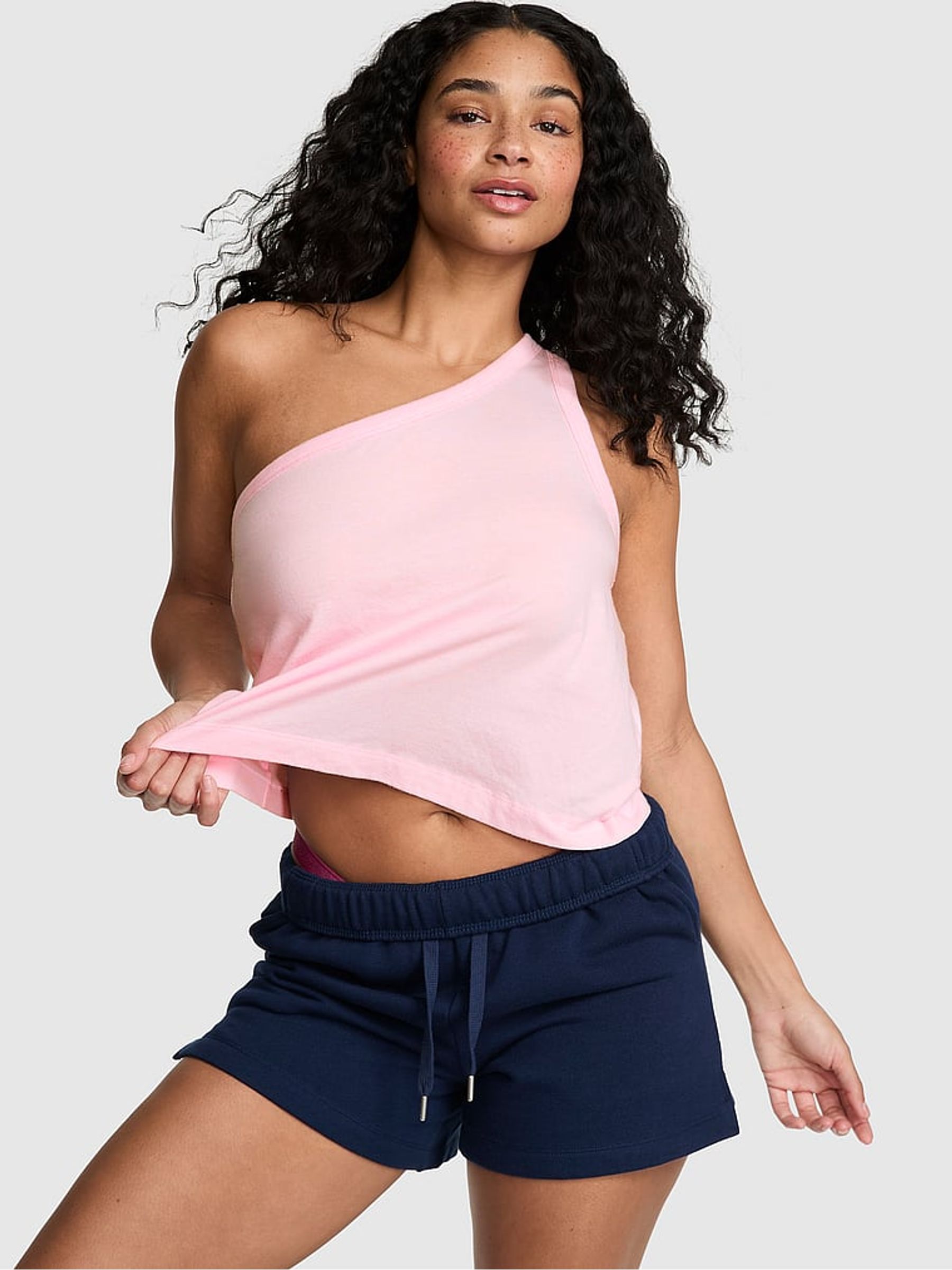 Coconut Pink Jersey One Shoulder Top - Image 1 of 2