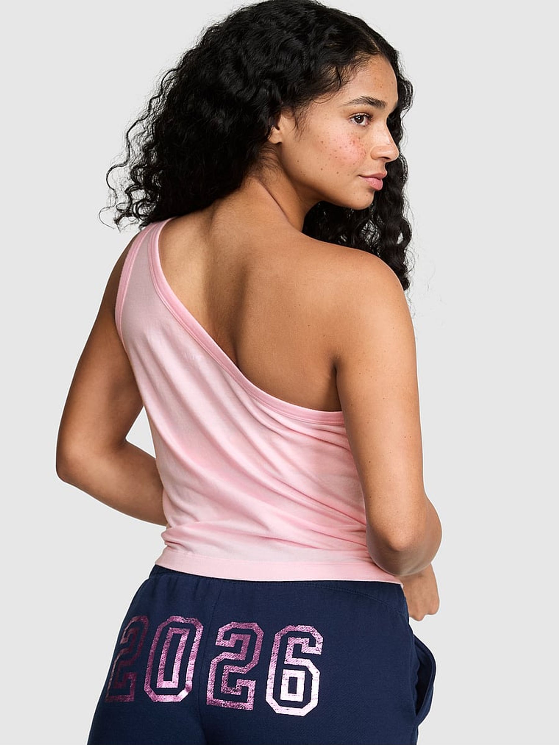 Coconut Pink Jersey One Shoulder Top - Image 2 of 2