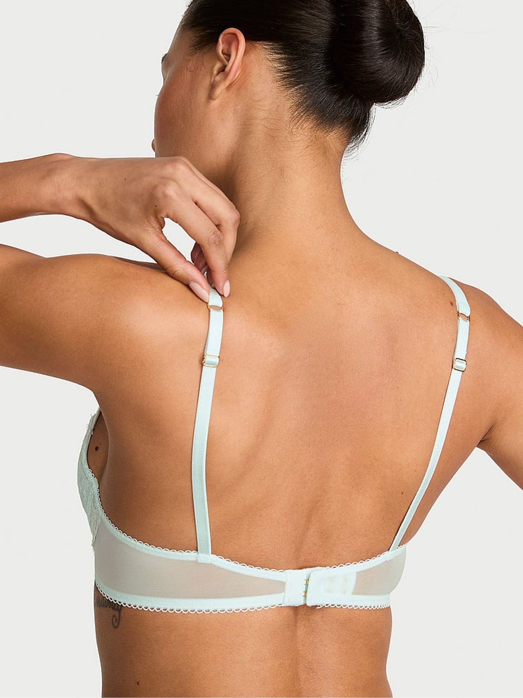 Bliss Blue Unlined Balcony Lace Mesh Trim Bra - Image 3 of 3