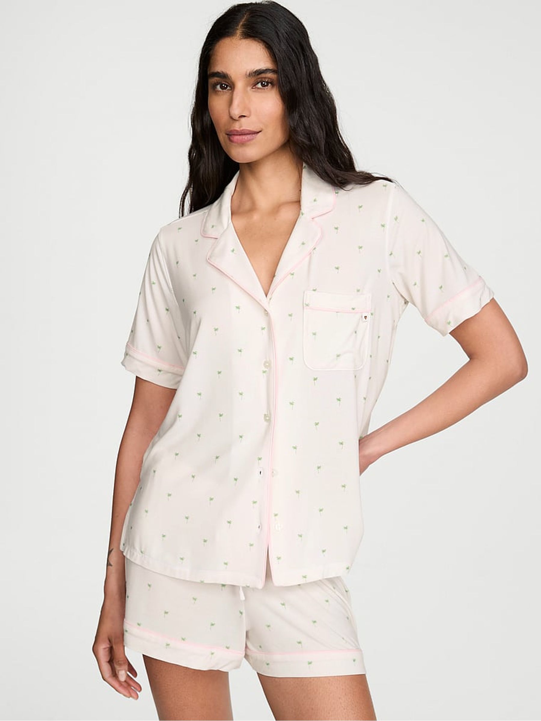 White Mini Palms Modal Short Pyjamas Set - Image 1 of 2