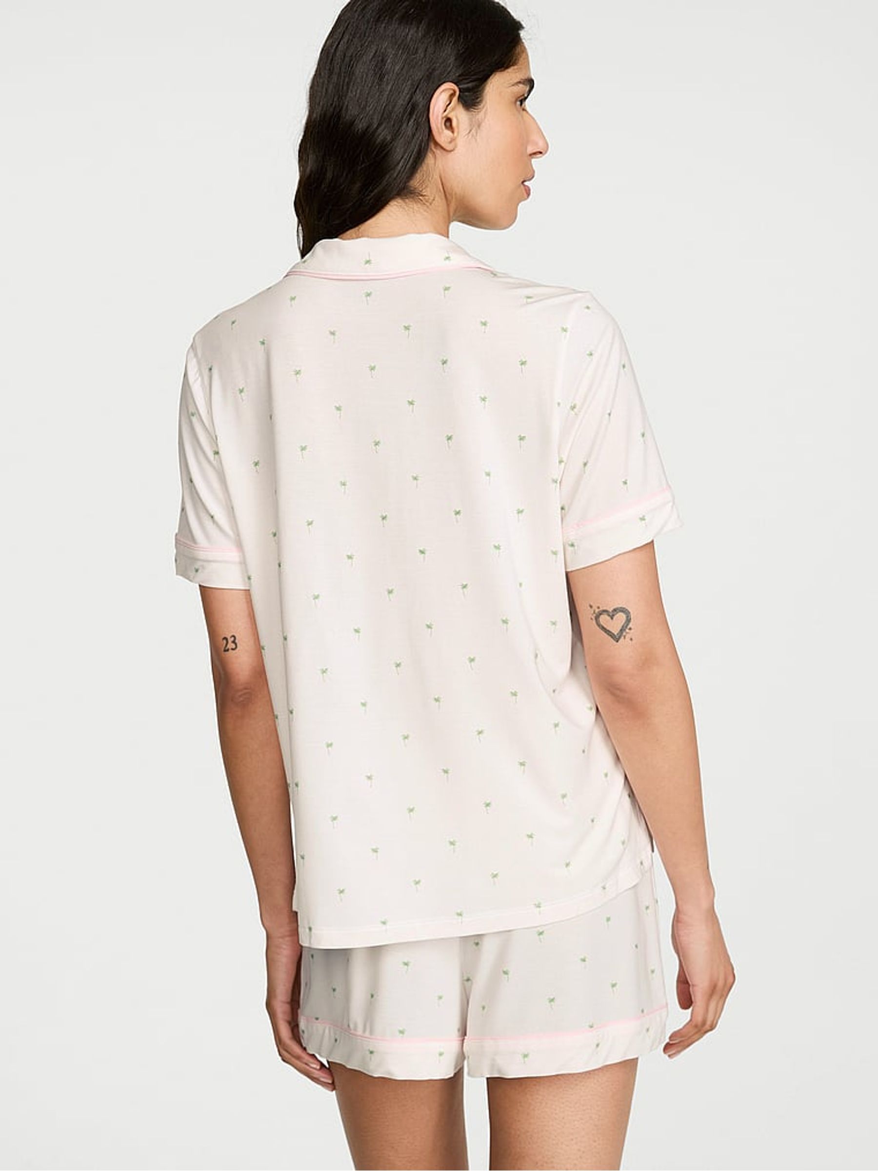 White Mini Palms Modal Short Pyjamas Set - Image 2 of 2