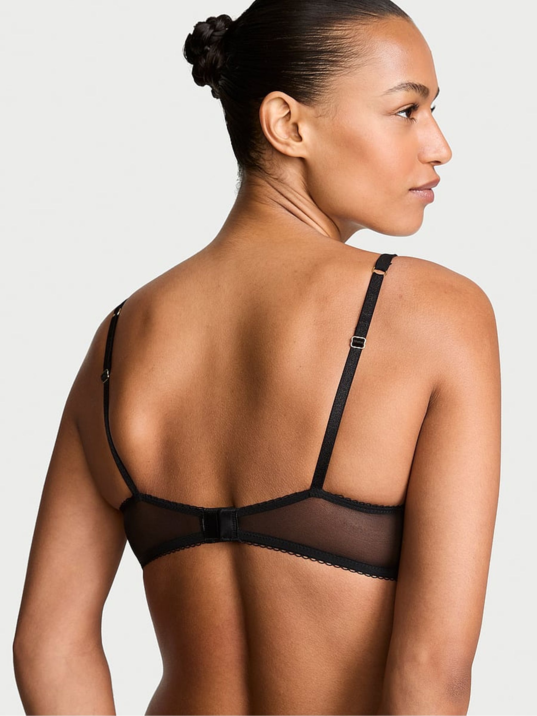 Black Unlined Balcony Lace Mesh Trim Bra - Image 2 of 2
