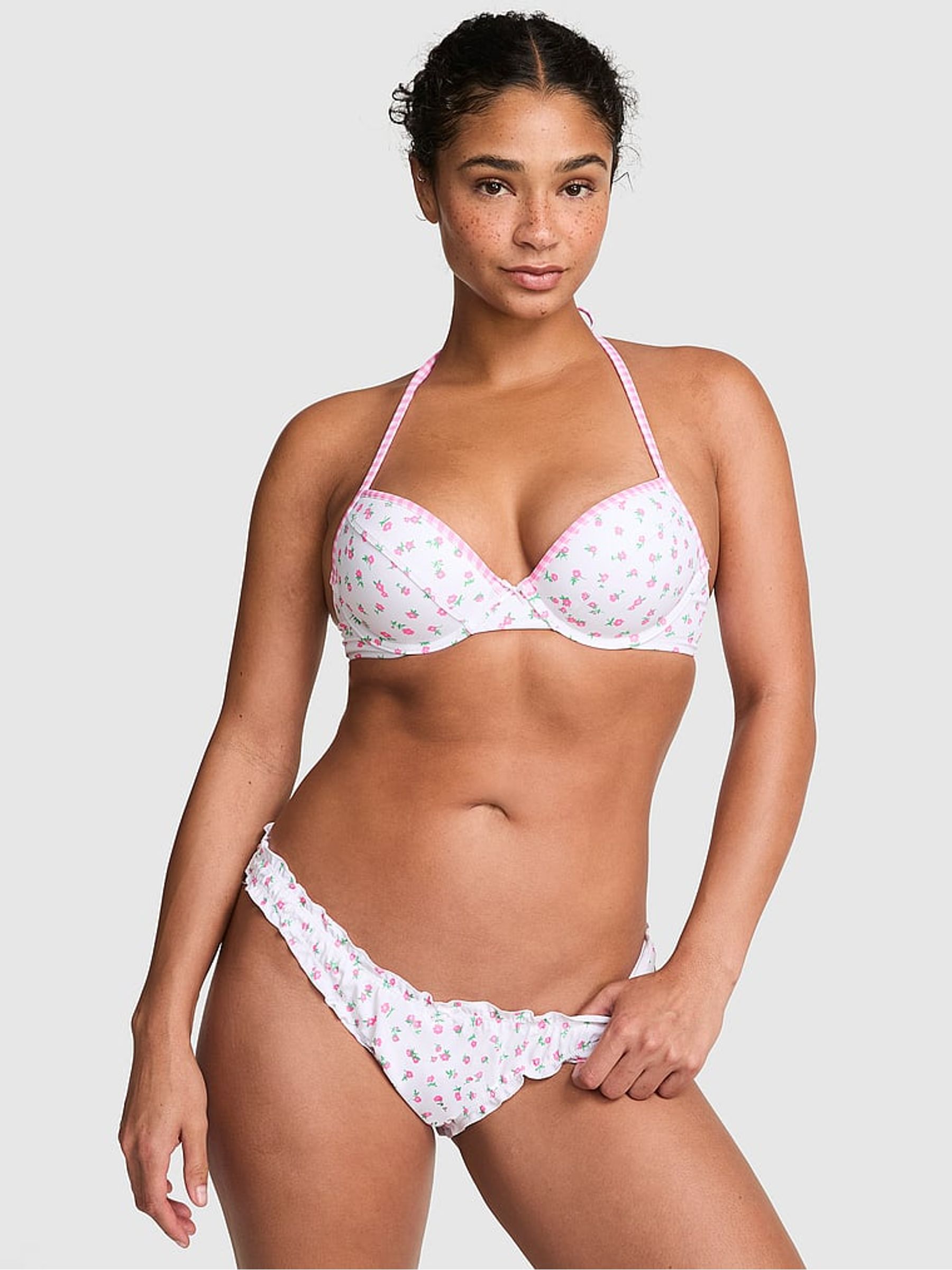 White Ditsy Floral Cheeky Bikini Bottoms - Image 1 of 2