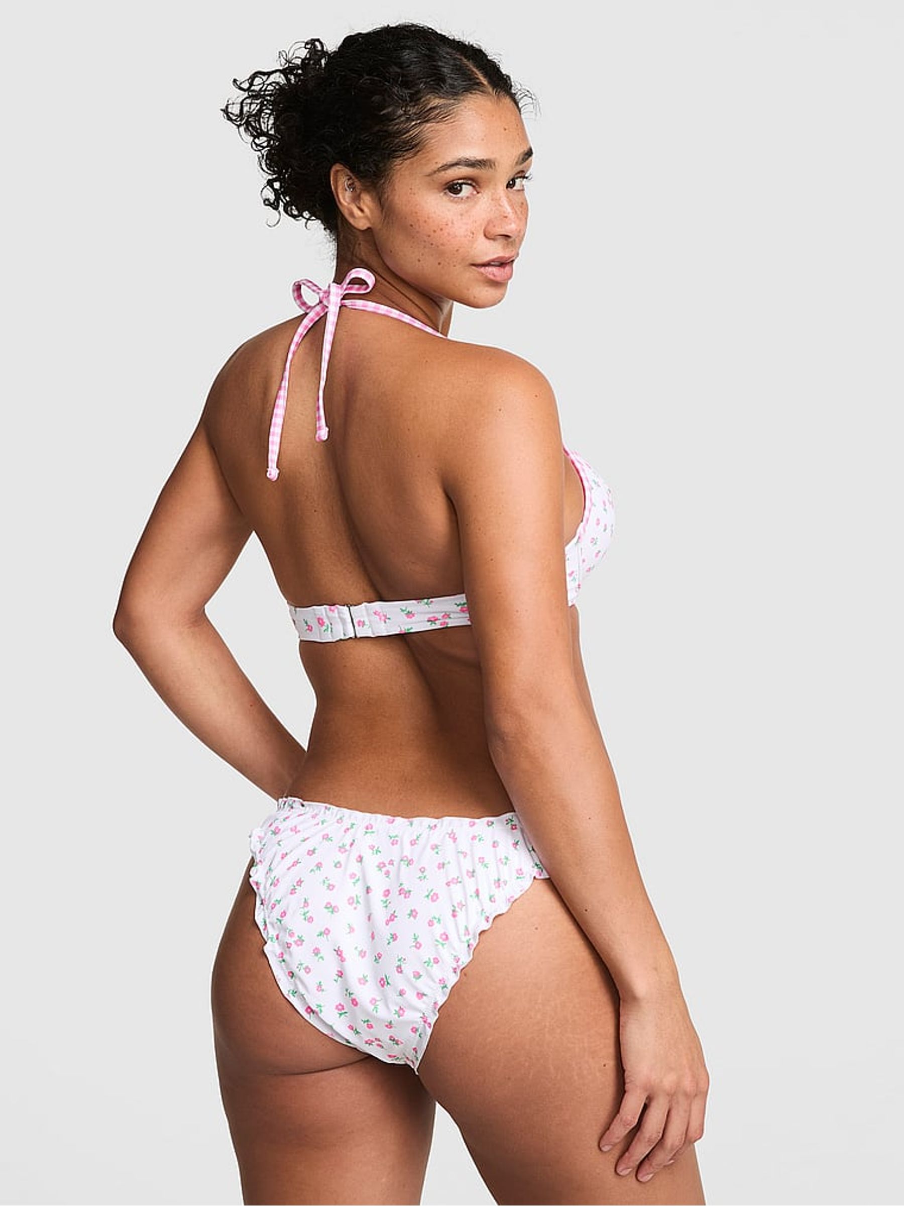 White Ditsy Floral Cheeky Bikini Bottoms - Image 2 of 2