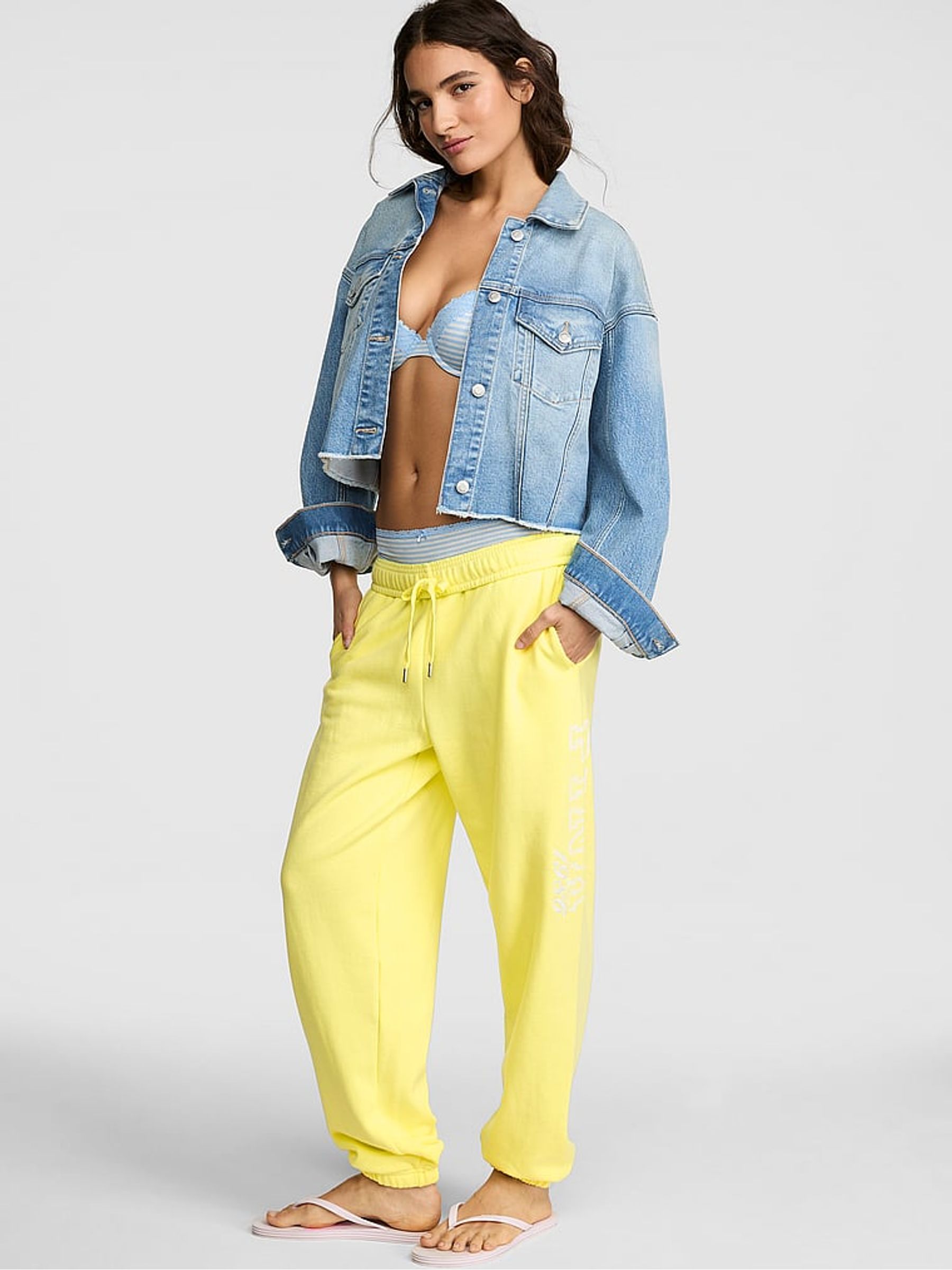 Pineapple Yellow Cuffed Fleece Joggers - Image 1 of 2