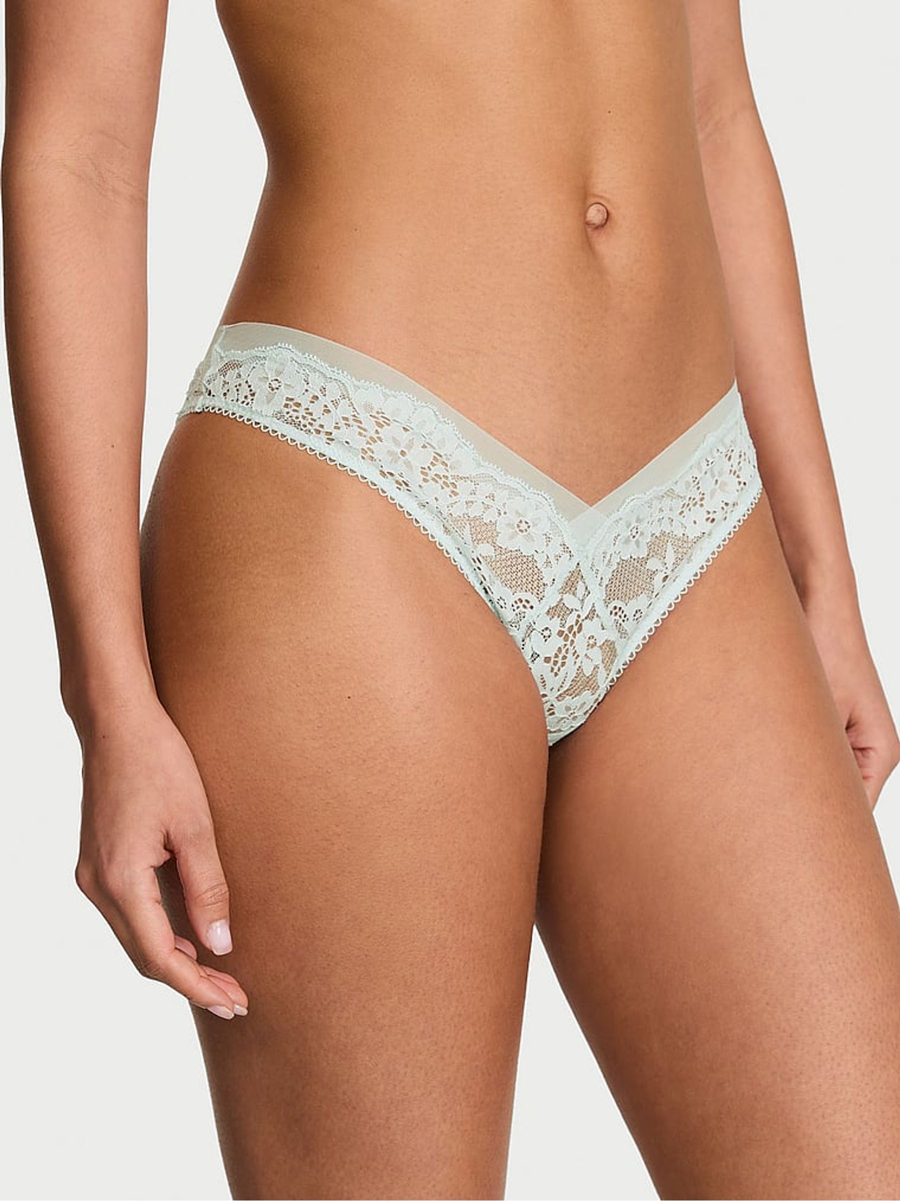 Bliss Blue Brazilian Lace & Mesh Knickers - Image 1 of 2