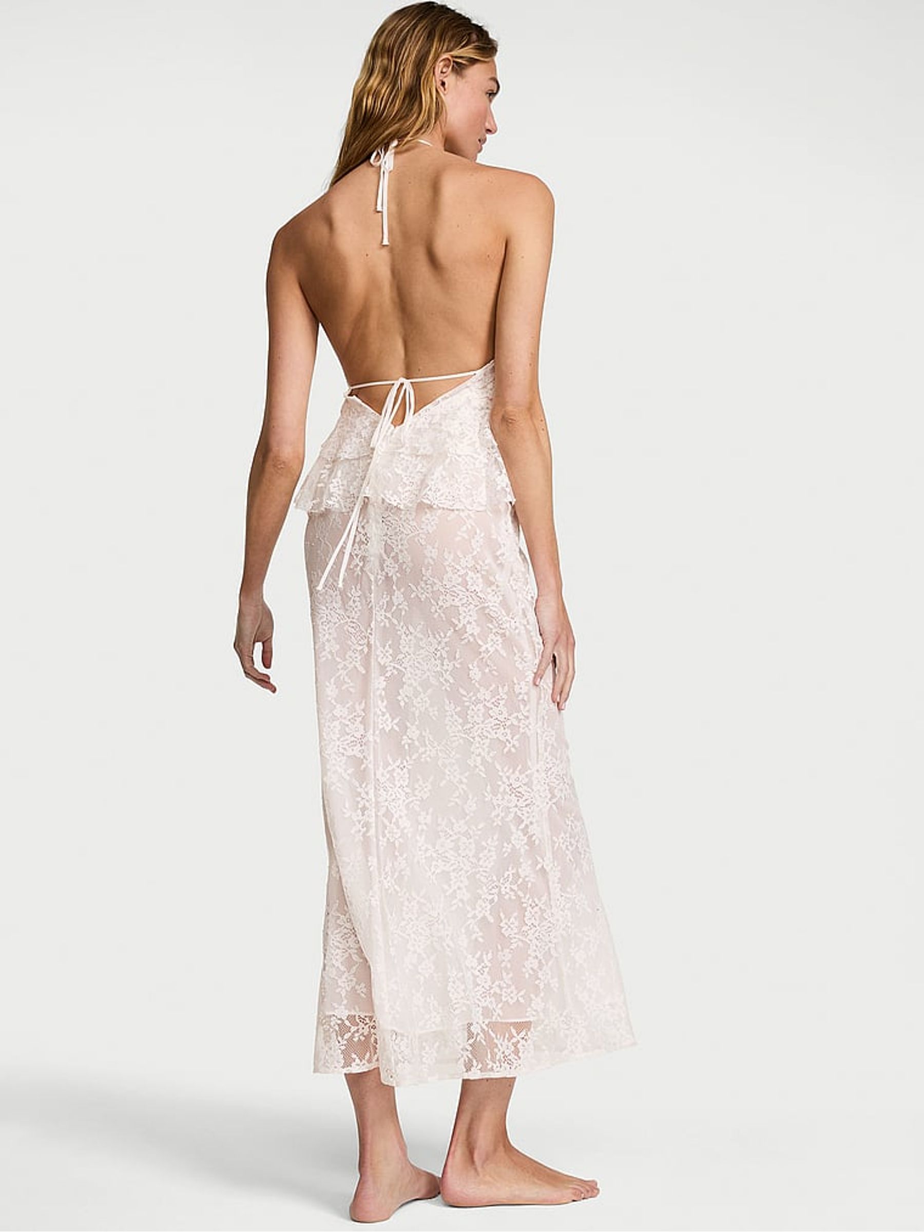 Coconut White Lace Ruffled Maxi Slip Dress - Image 2 of 2